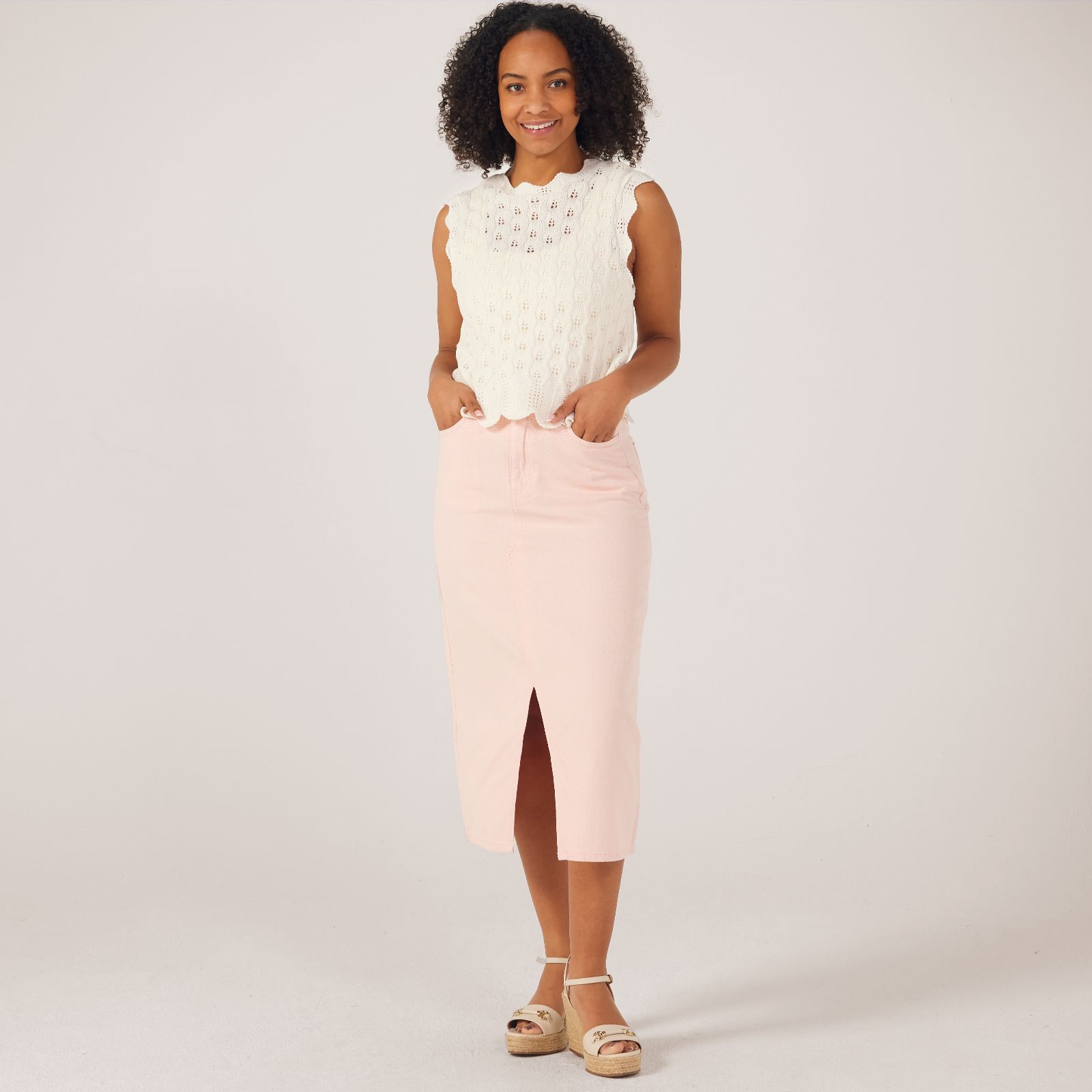 Only High Waisted Denim Skirt QVC UK