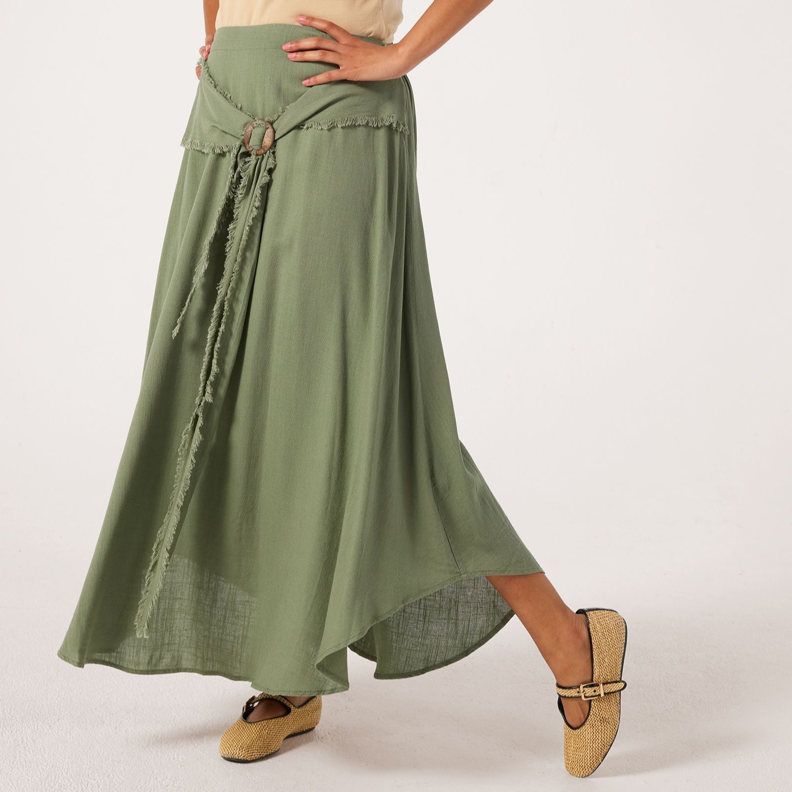 Izabel London Linen Blend Belted Skirt