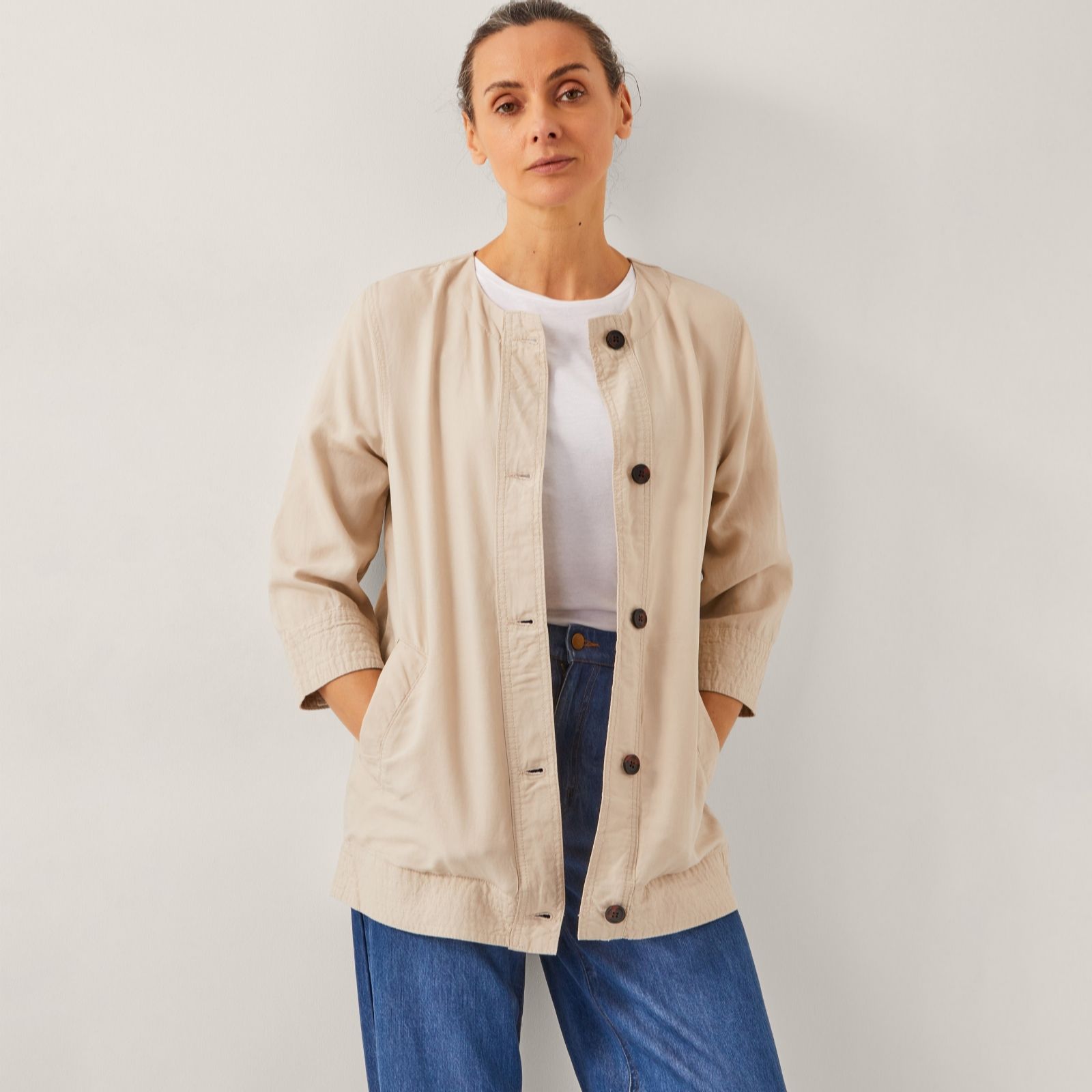Monsoon Dana Longline Collarless Jacket