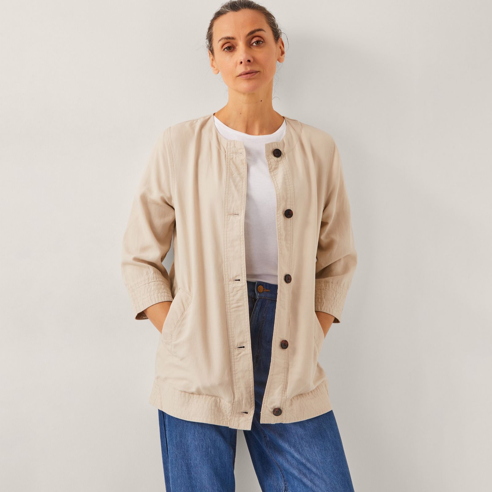 Monsoon Dana Longline Collarless Jacket
