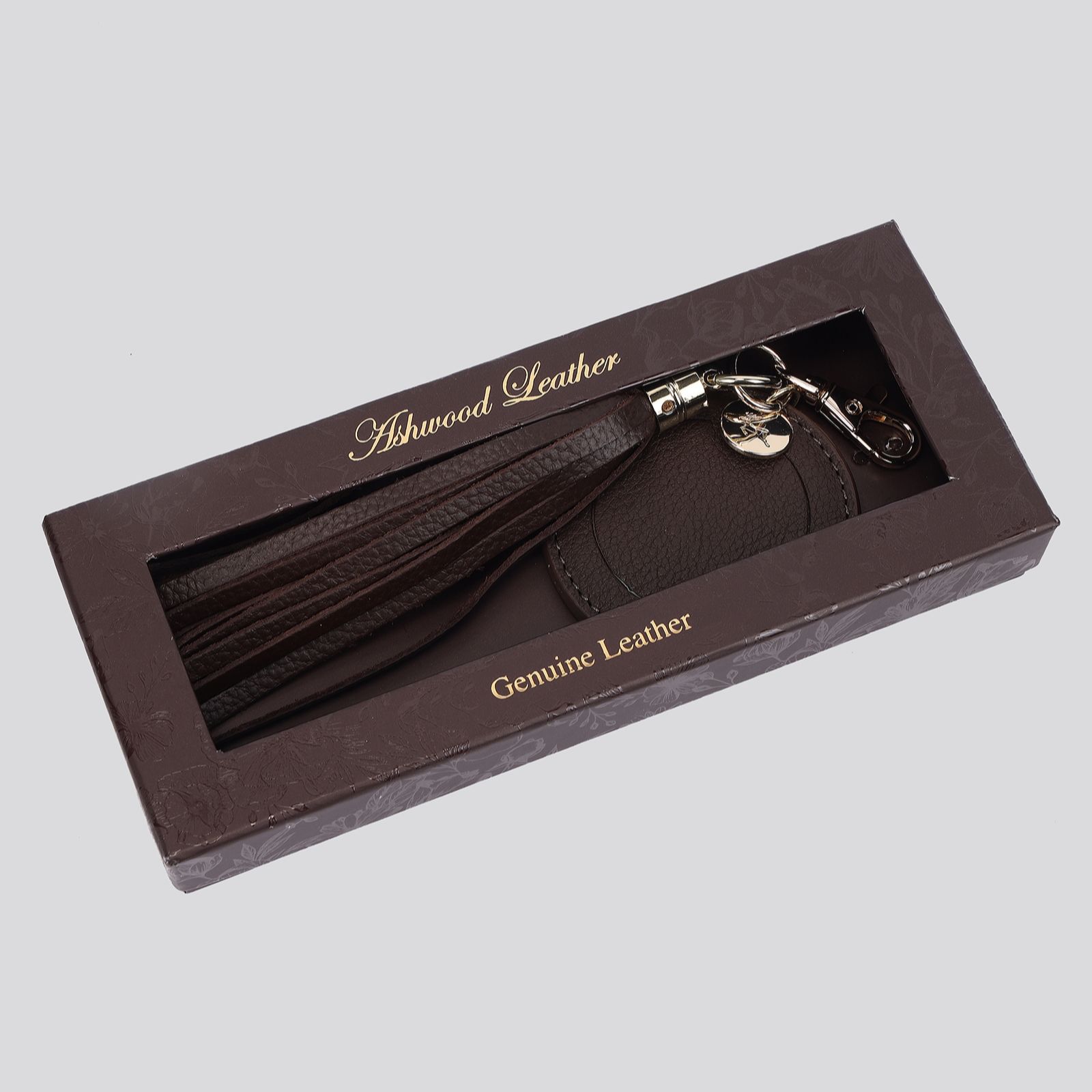 Ashwood Leather Mirror Tassel Bag Charm Keyring