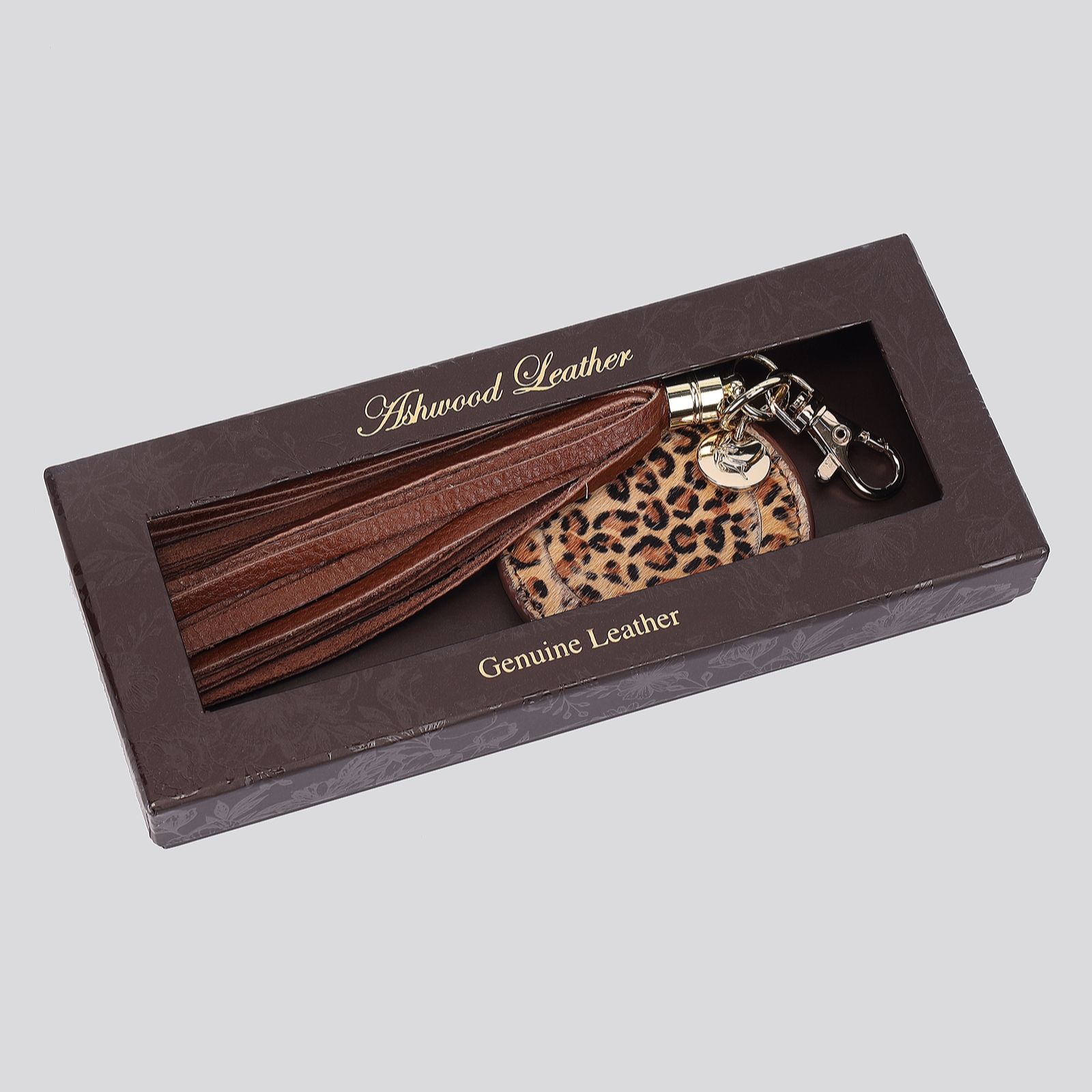 Ashwood Leather Mirror Tassel Bag Charm Keyring