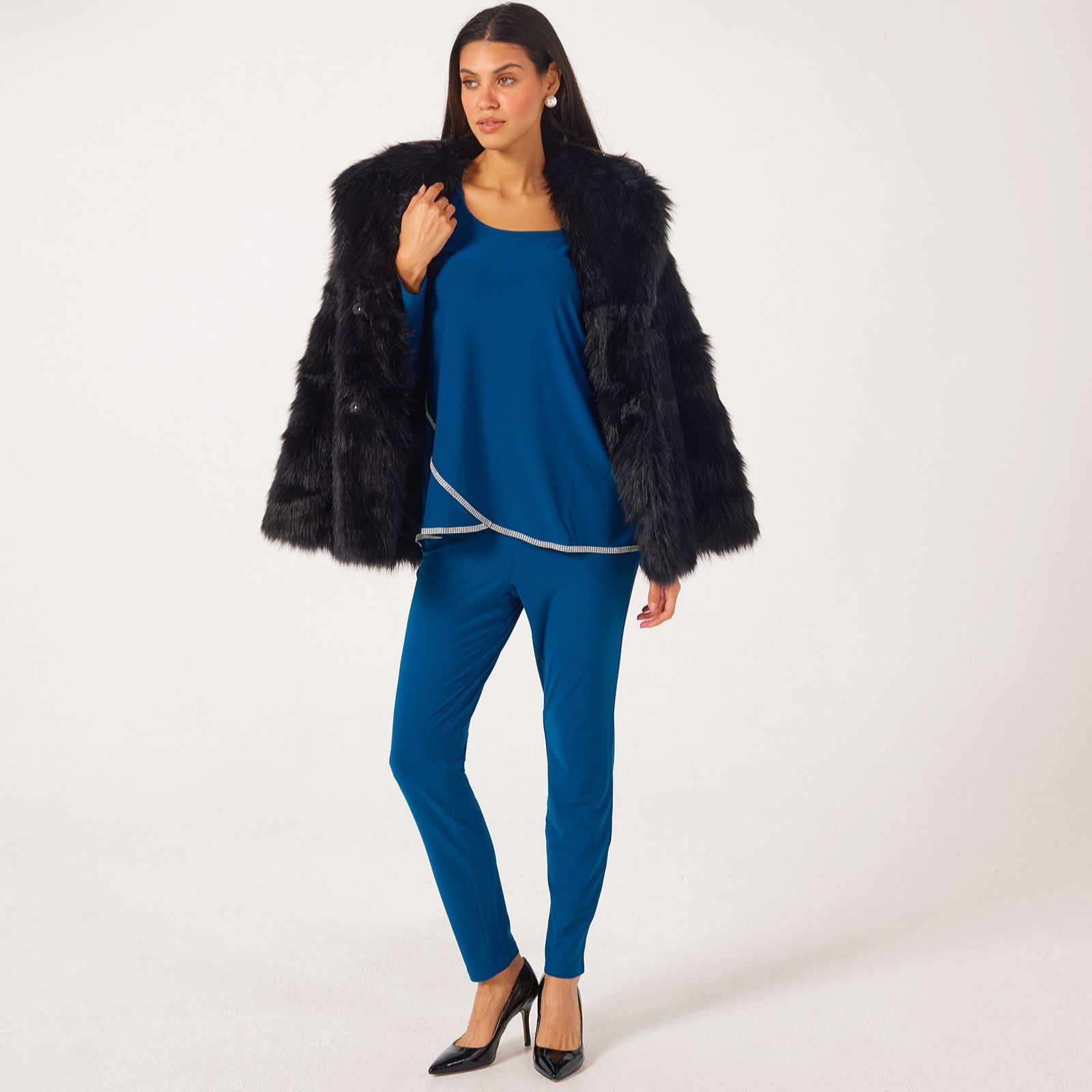 Nina Leonard 2 Piece Crystal Trim With Tulip Hem