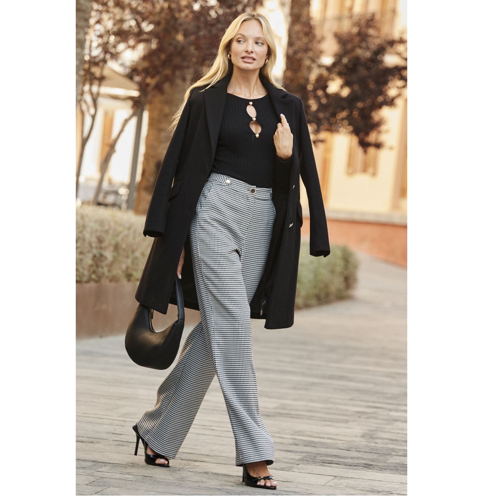 Sosandar Dogtooth Side Stripe Trouser