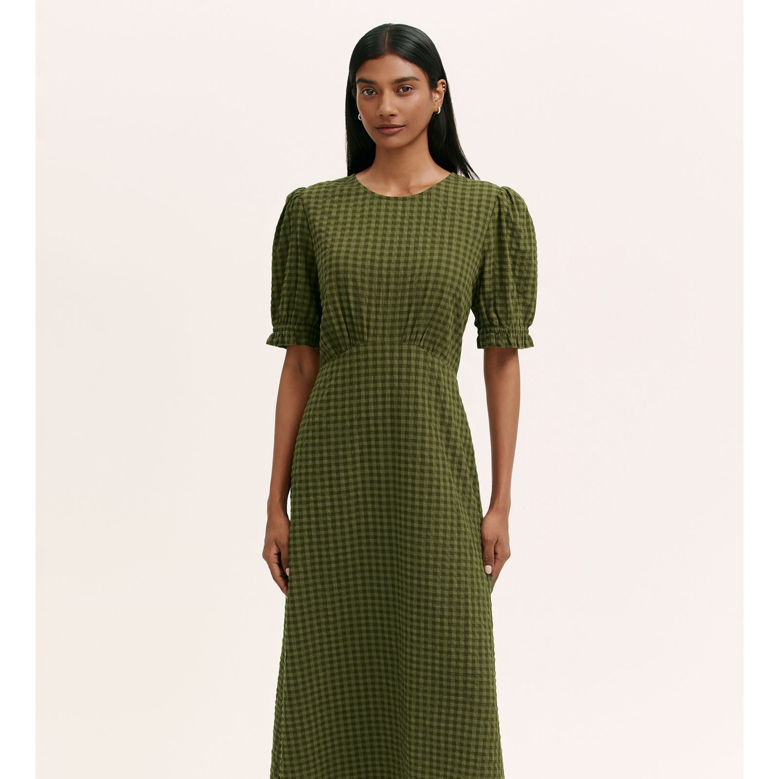 Finery London Mela Seersucker Midi Dress Petite