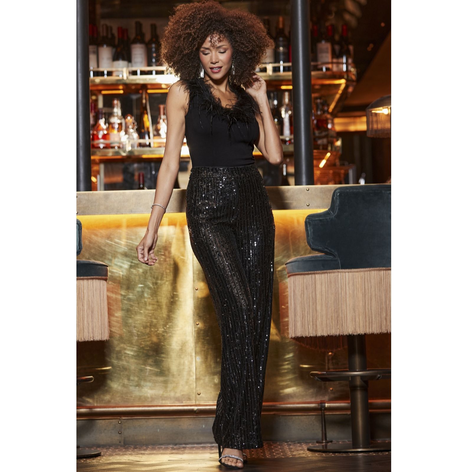 Sosandar Sequin Wide Leg Trouser