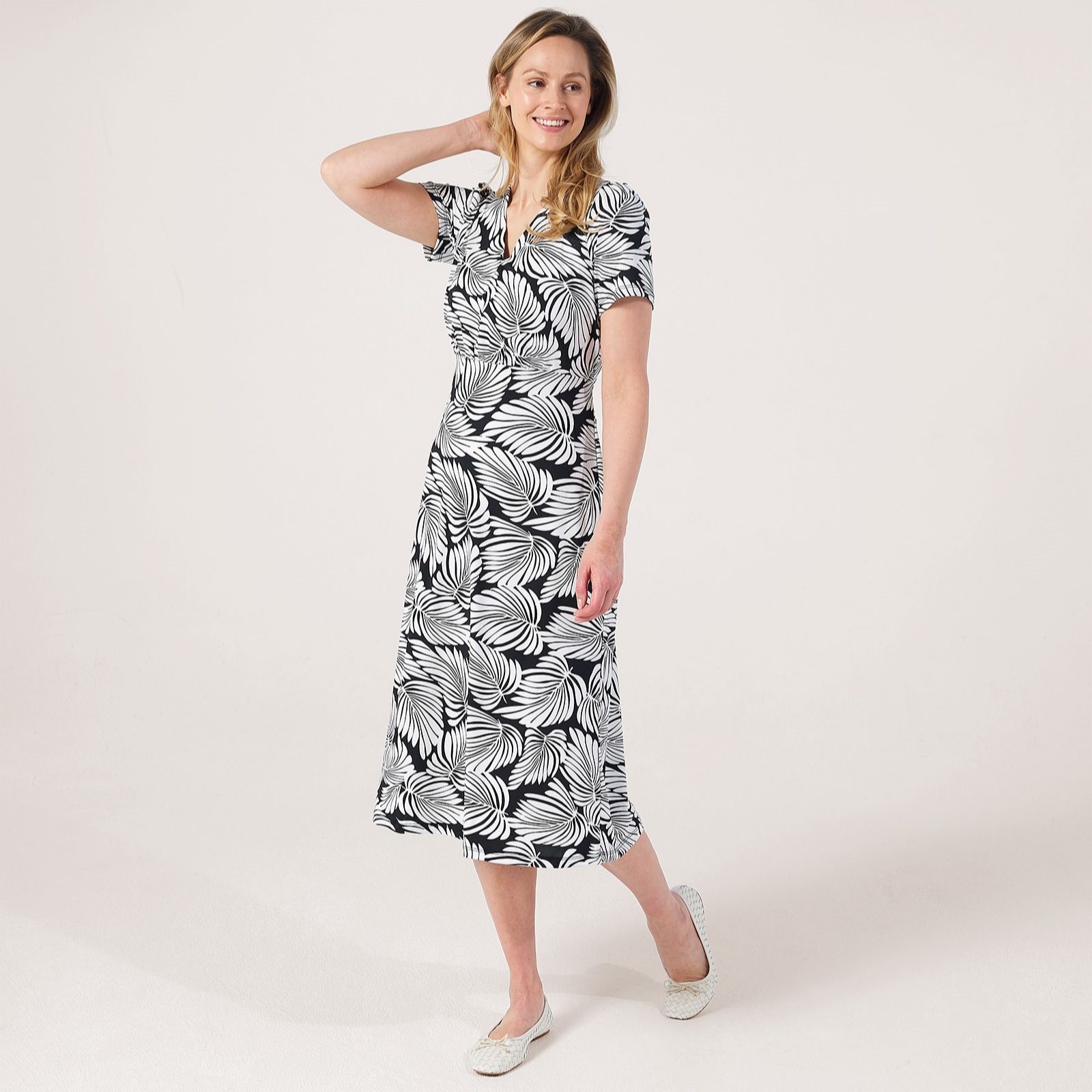 Kim & Co Printed Brazil Jersey Short Sleeve Midi Dress