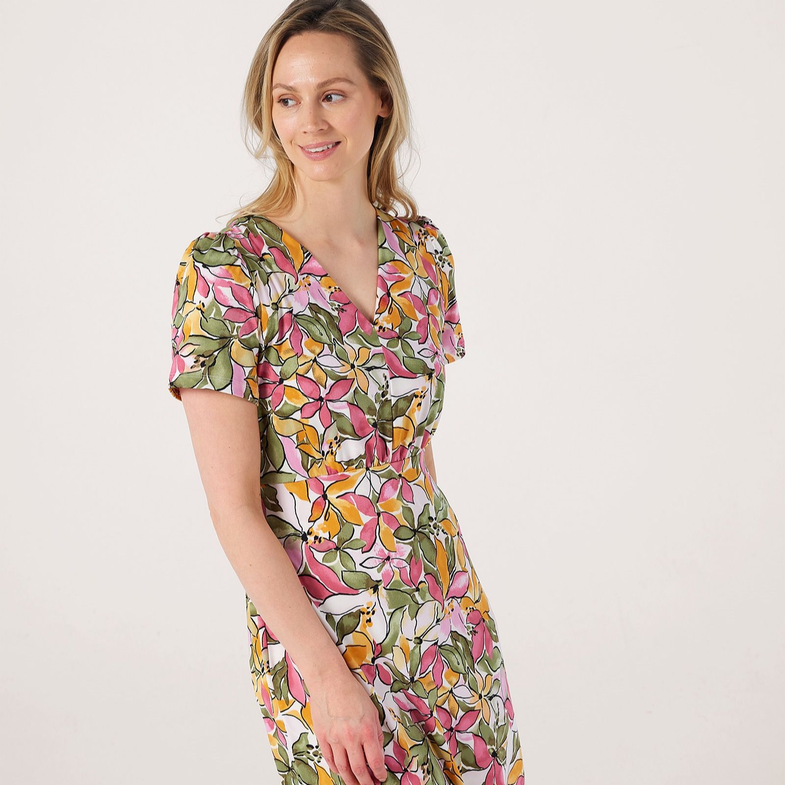 Kim & Co Printed Brazil Jersey Short Sleeve Midi Dress