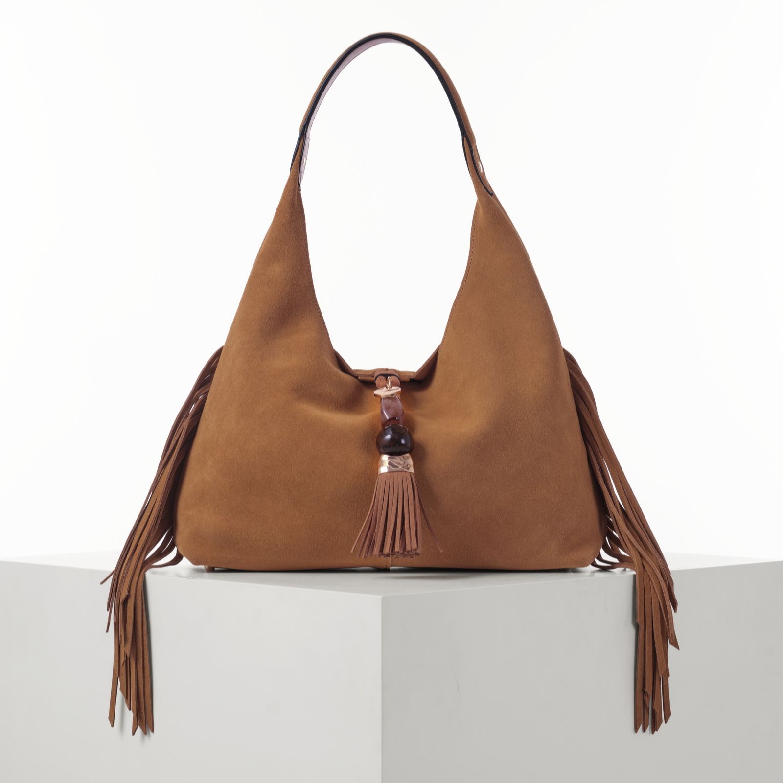 Luella Grey Paloma Medium Suede Fringe Shoulder Bag