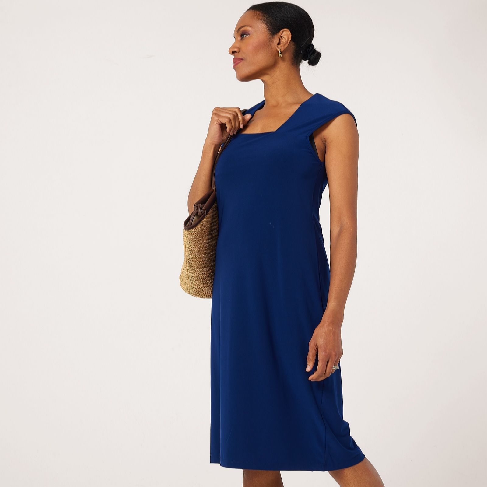 Kim & Co Brazil Jersey Square Neck Midi Dress with Back Slit