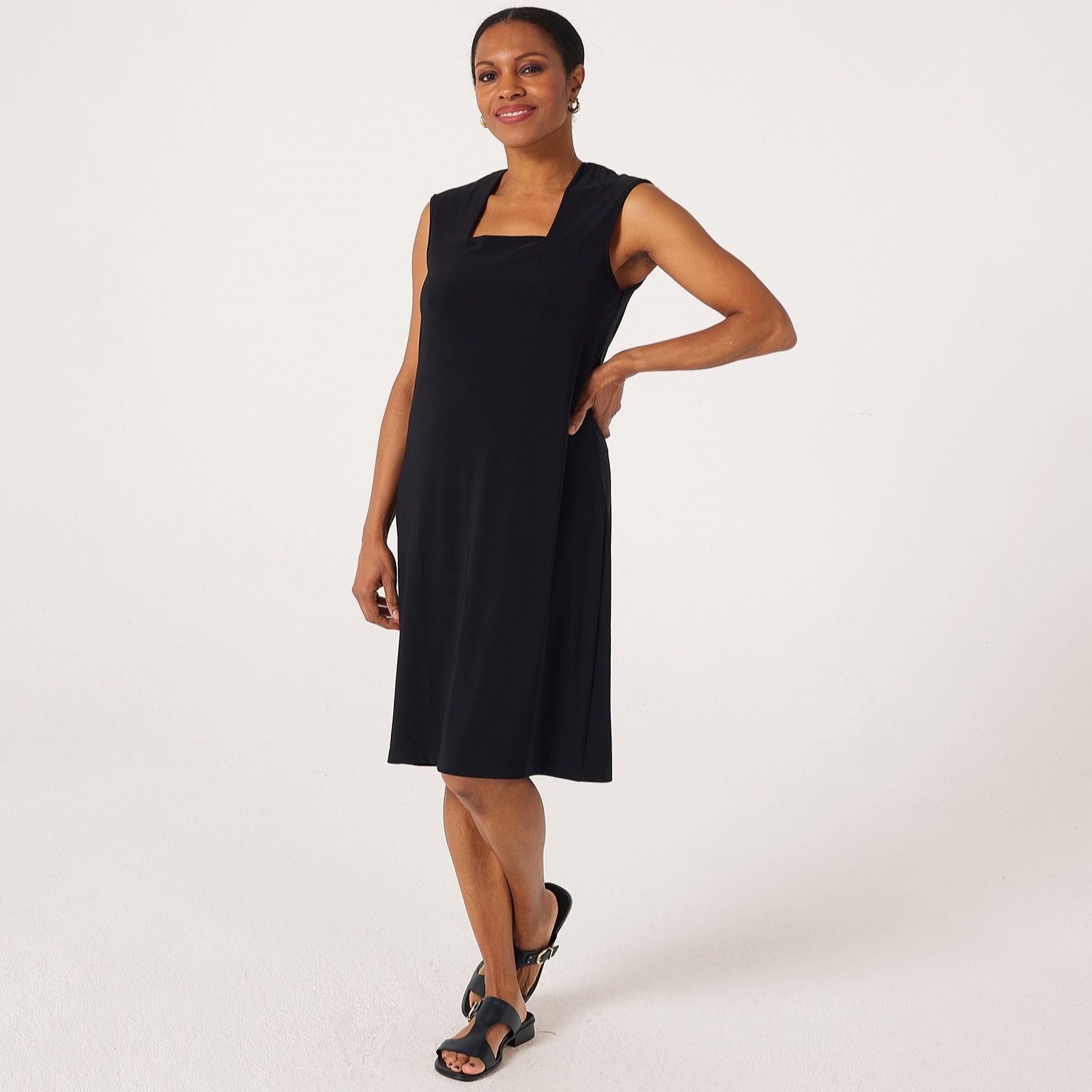 Kim & Co Brazil Jersey Square Neck Midi Dress with Back Slit