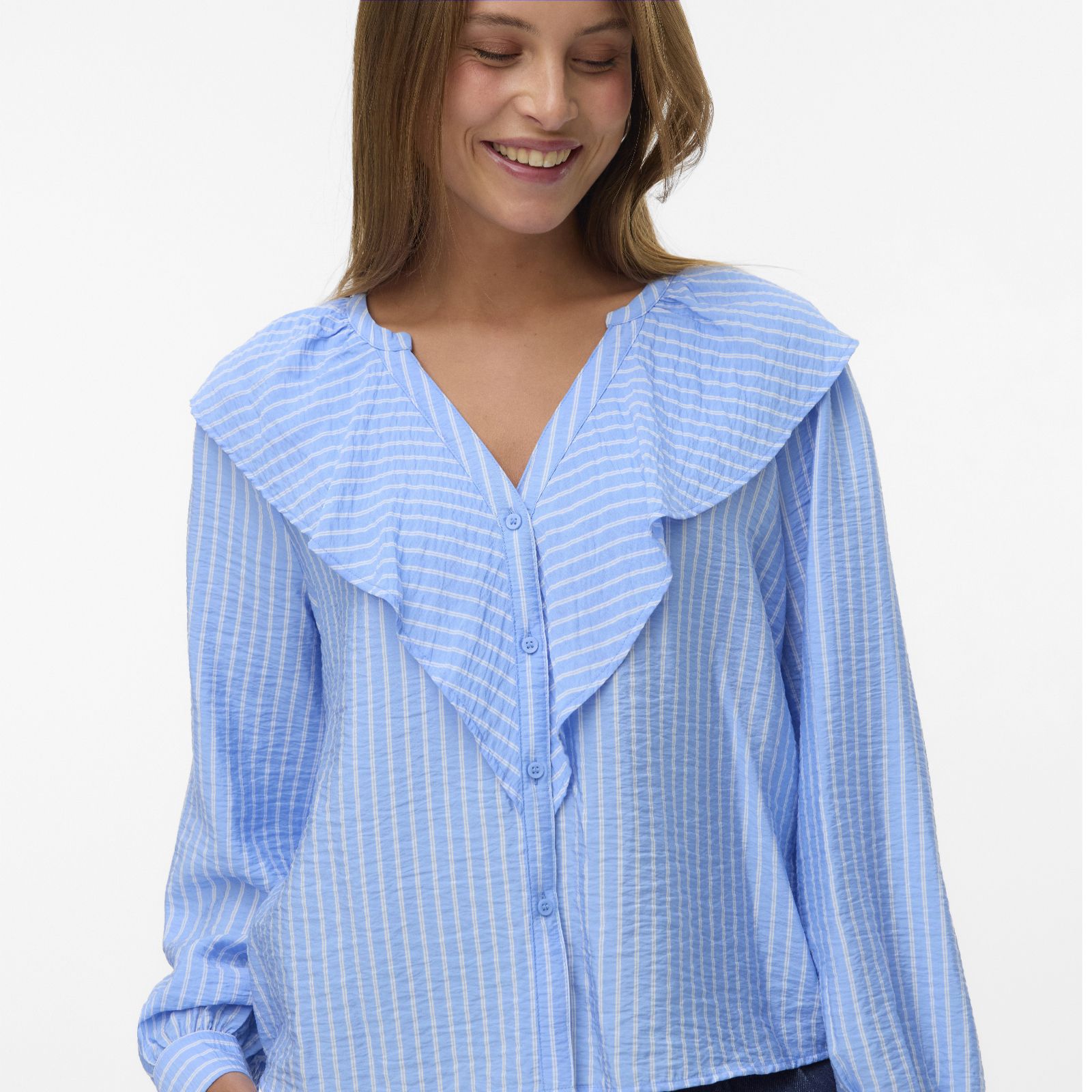 Vero Moda Kaja V-Neck Frill Shirt