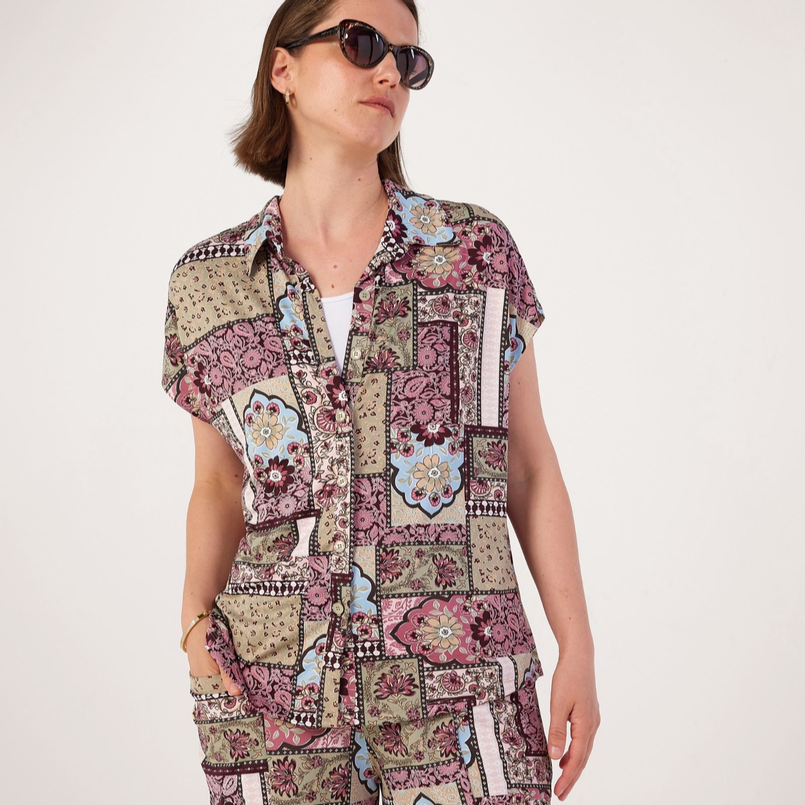 Kim & Co Printed Brazil Jersey Yassi Short Dolman Shirt