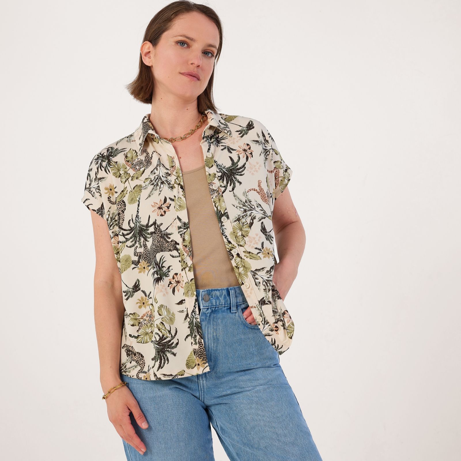 Kim & Co Printed Brazil Jersey Yassi Short Dolman Shirt