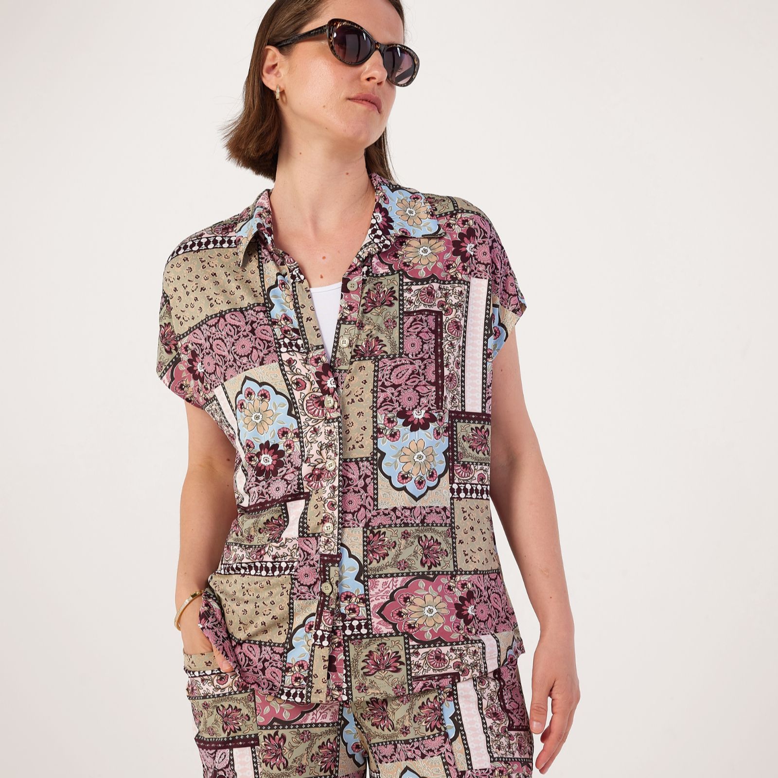 Kim & Co Printed Brazil Jersey Yassi Short Dolman Shirt