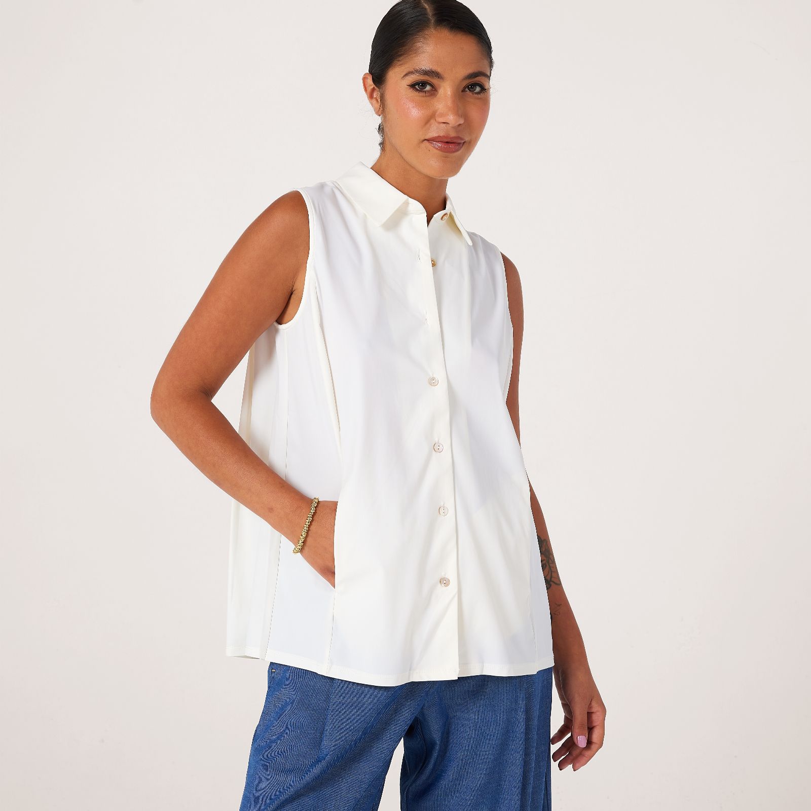 MarlaWynne Collection Stretch Tech Pleated Top
