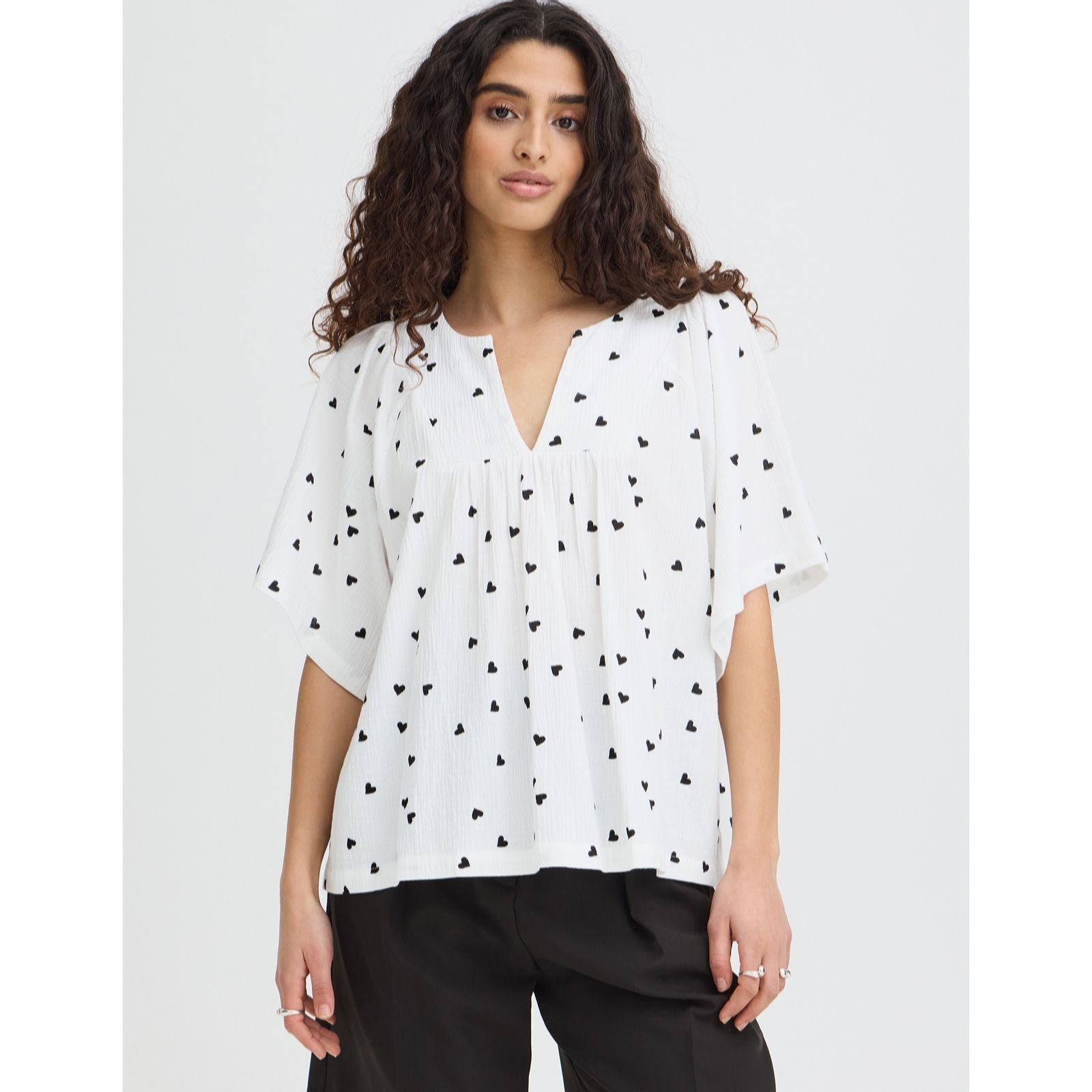ICHI Lifana Short Sleeve Printed Top