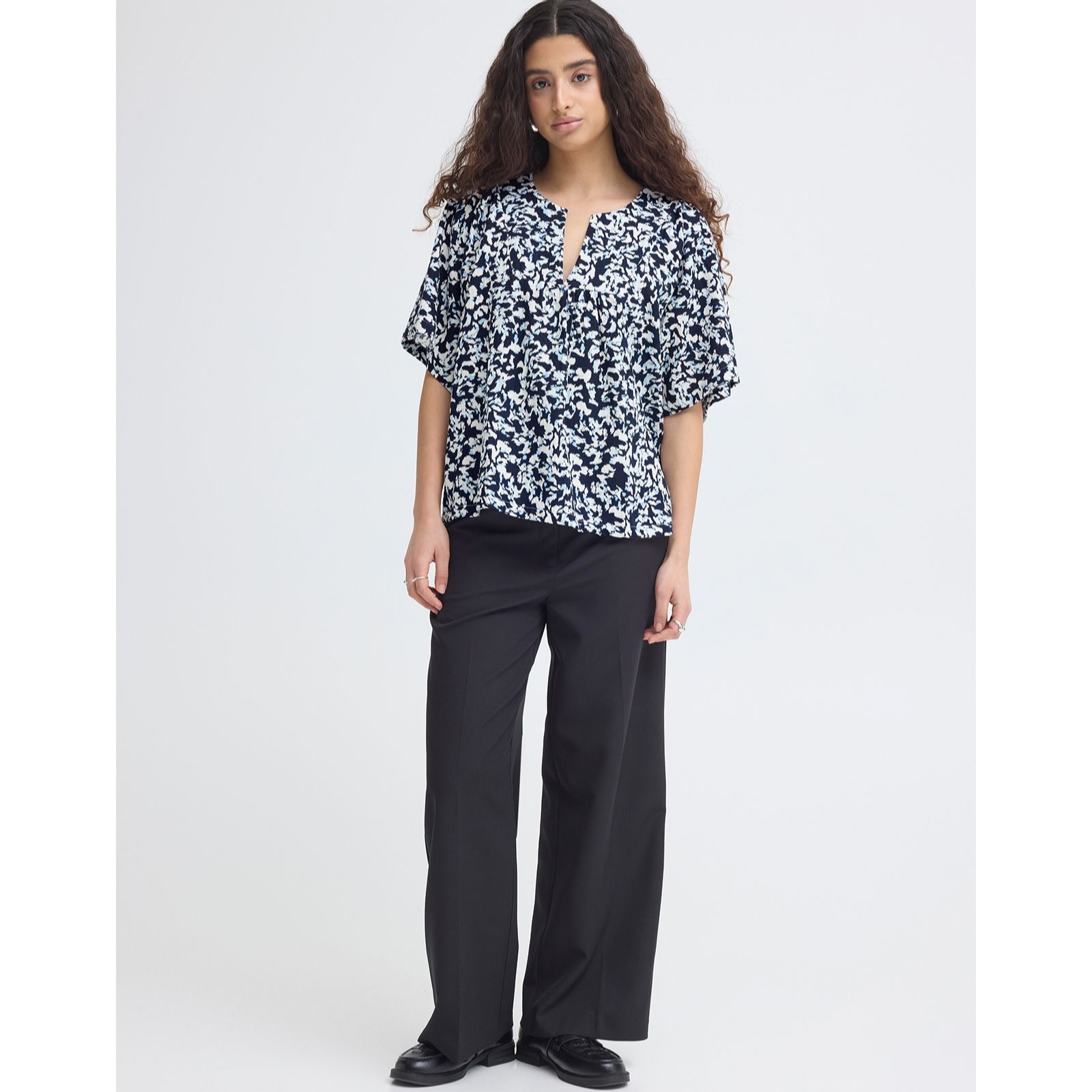 ICHI Lifana Short Sleeve Printed Top