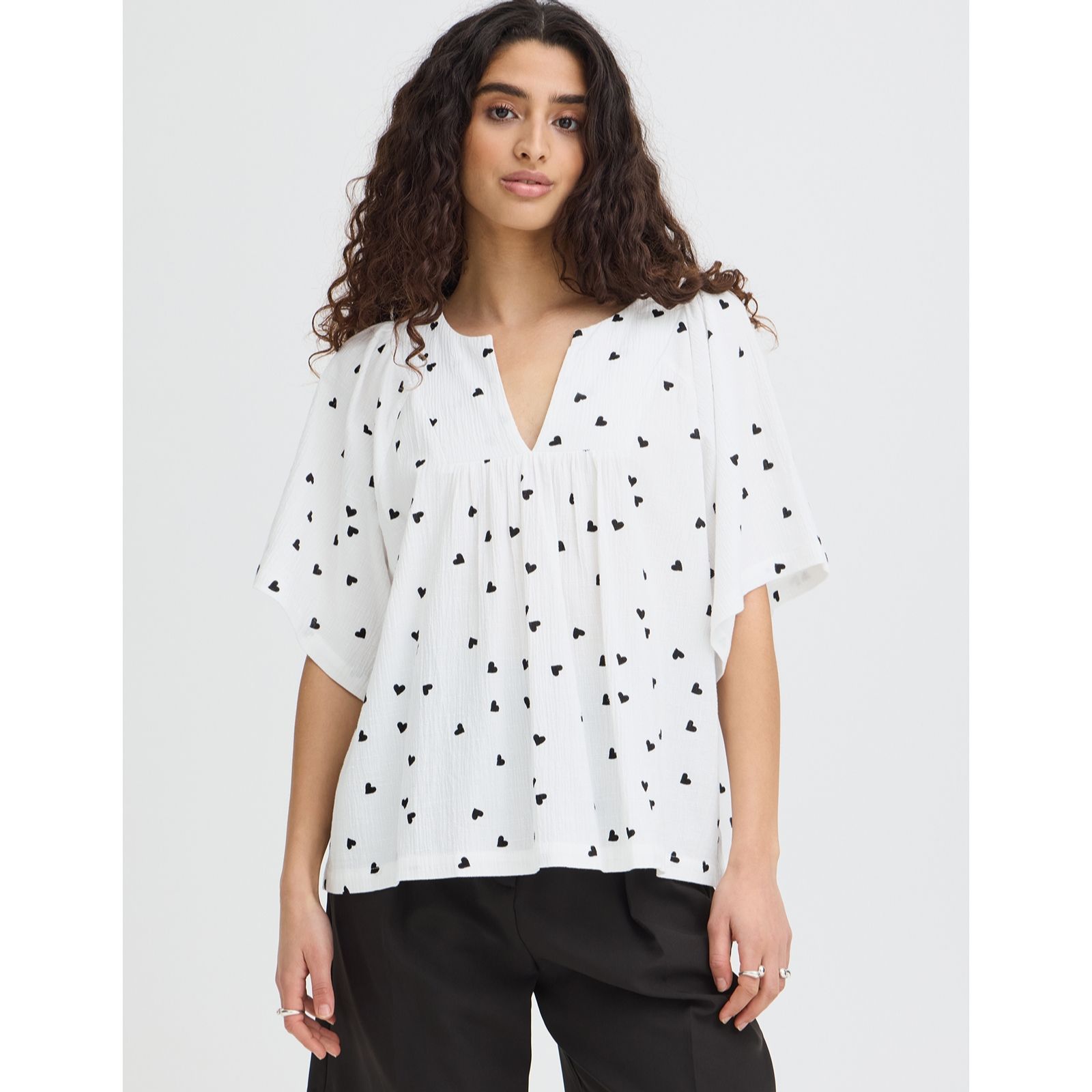 ICHI Lifana Short Sleeve Printed Top