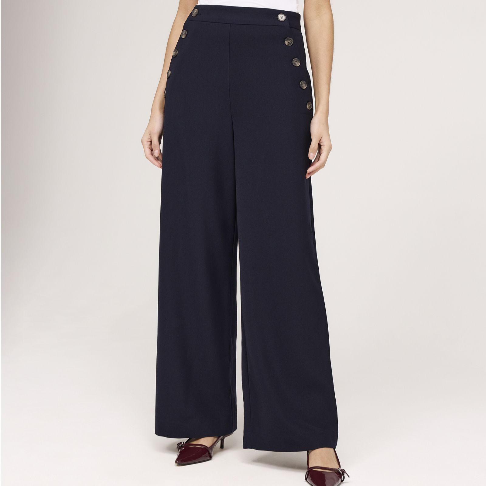 Finery London Nellie Full Length Trousers with Button Detail