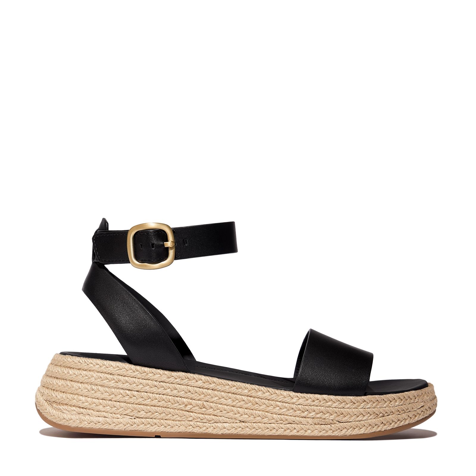 Outlet Fitflop F-mode Espadrille Leather Flatform A/strap Sandals