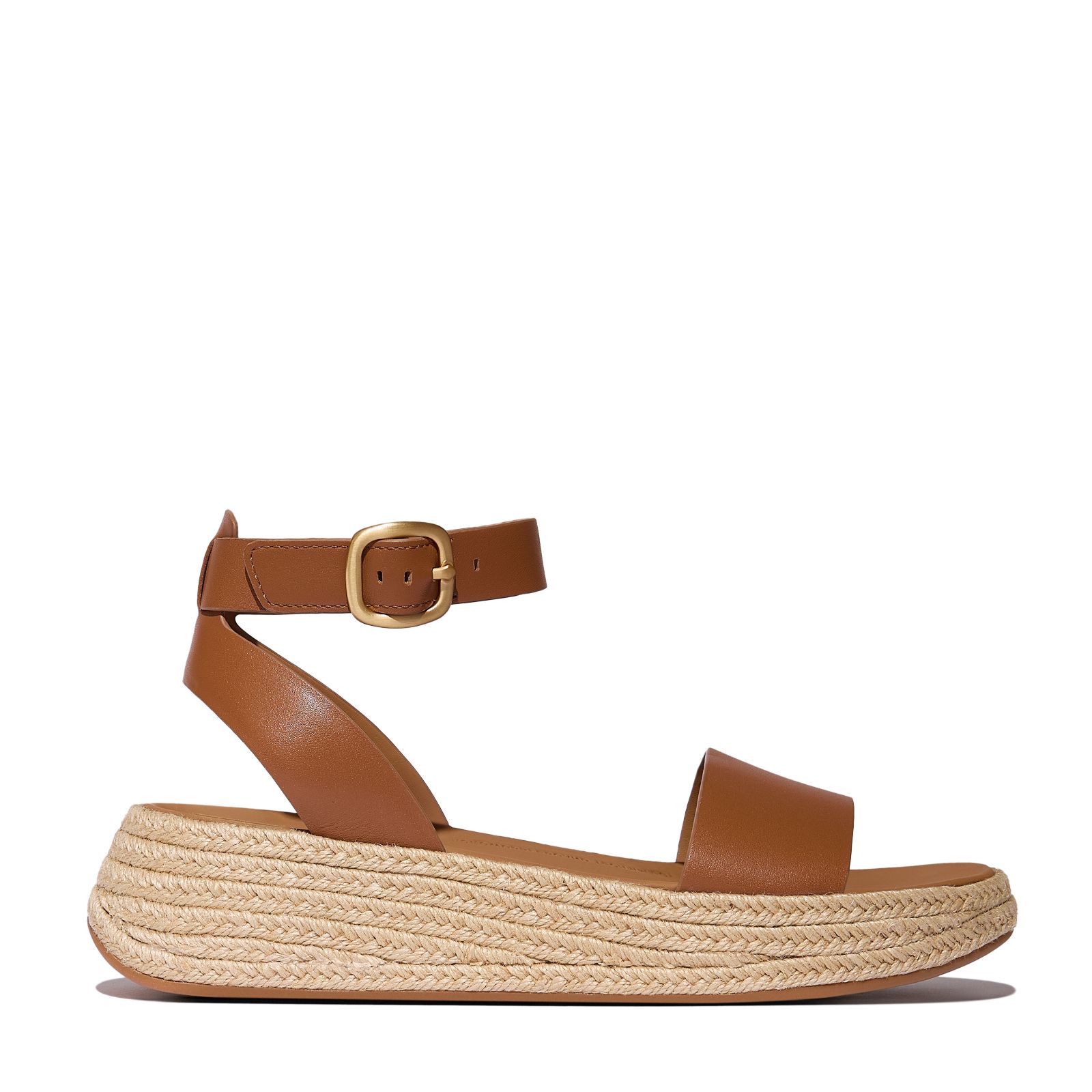 Outlet Fitflop F-mode Espadrille Leather Flatform A/strap Sandals