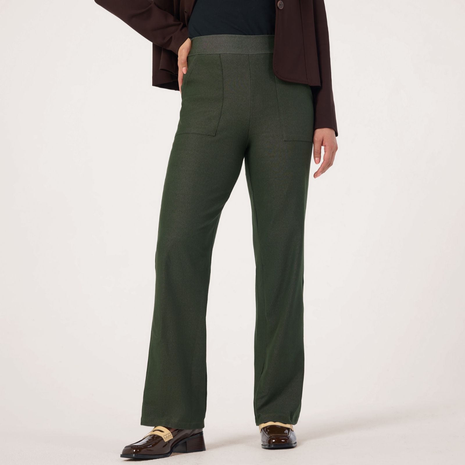 Kim & Co Deluxe Denim Knit Estelle Straight Leg Standard Trousers