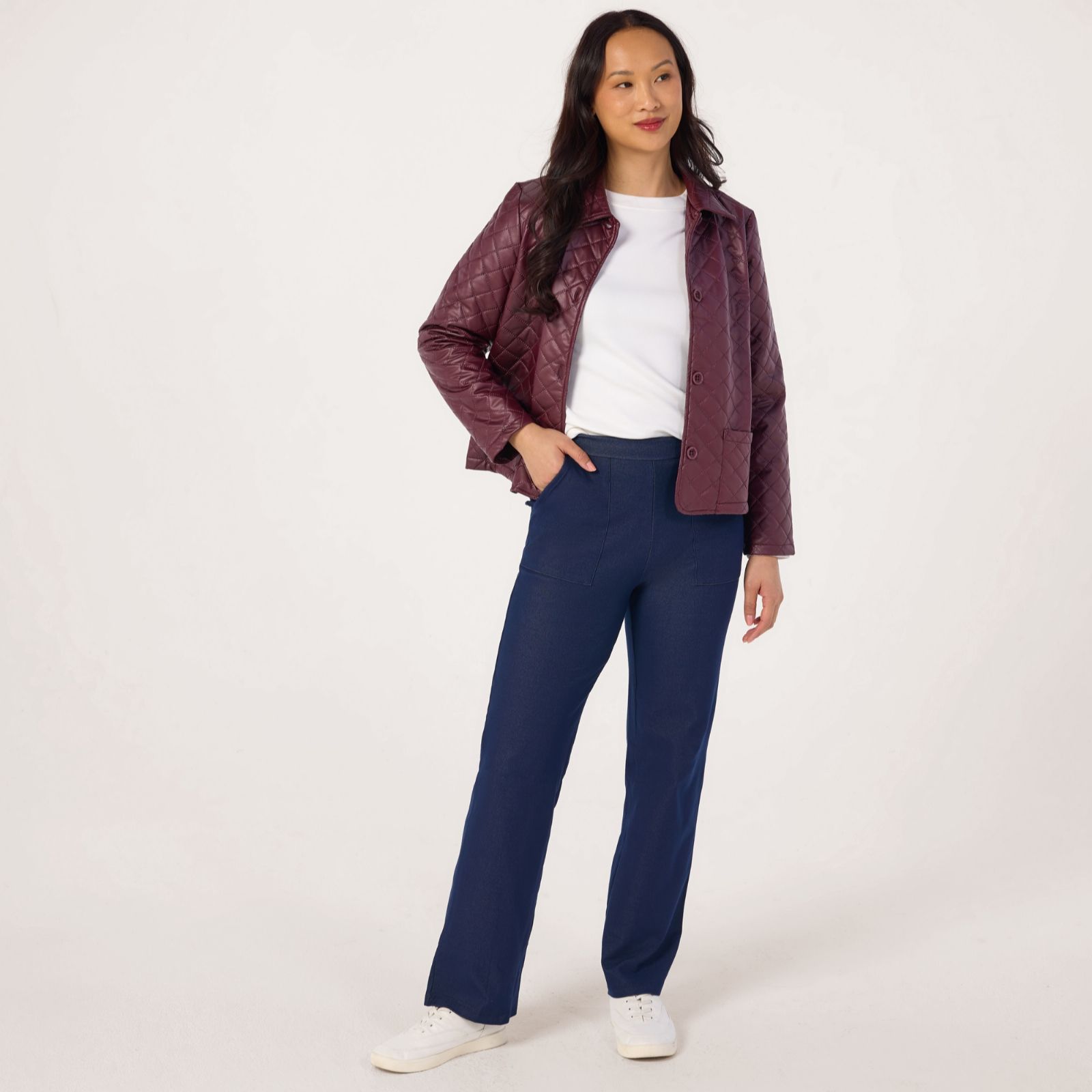 Kim & Co Deluxe Denim Knit Estelle Straight Leg Standard Trousers