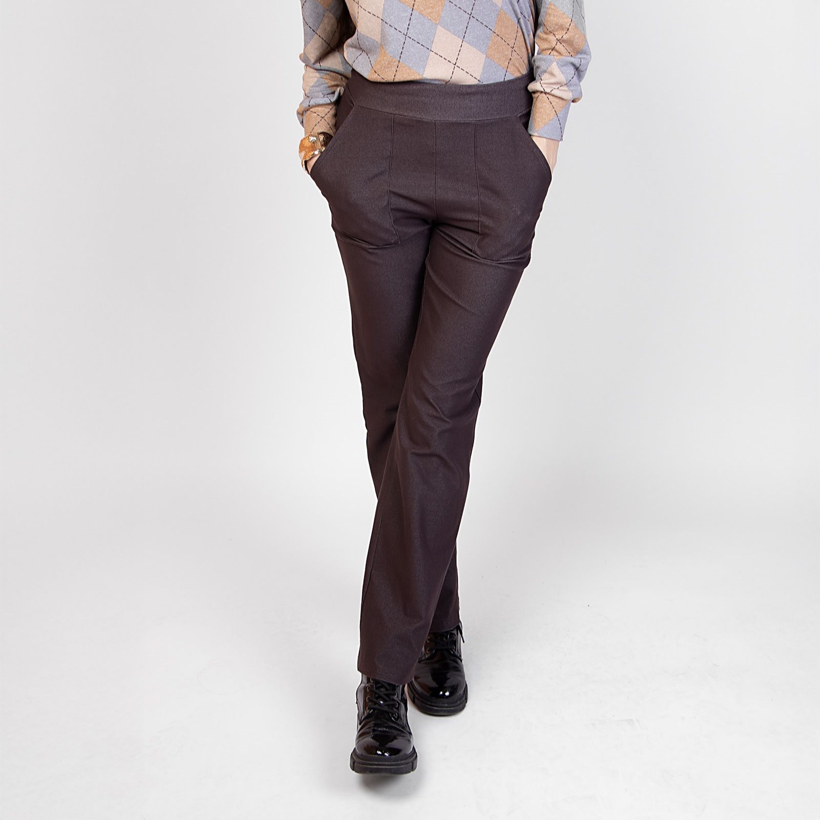 Kim & Co Deluxe Denim Knit Estelle Straight Leg Standard Trousers