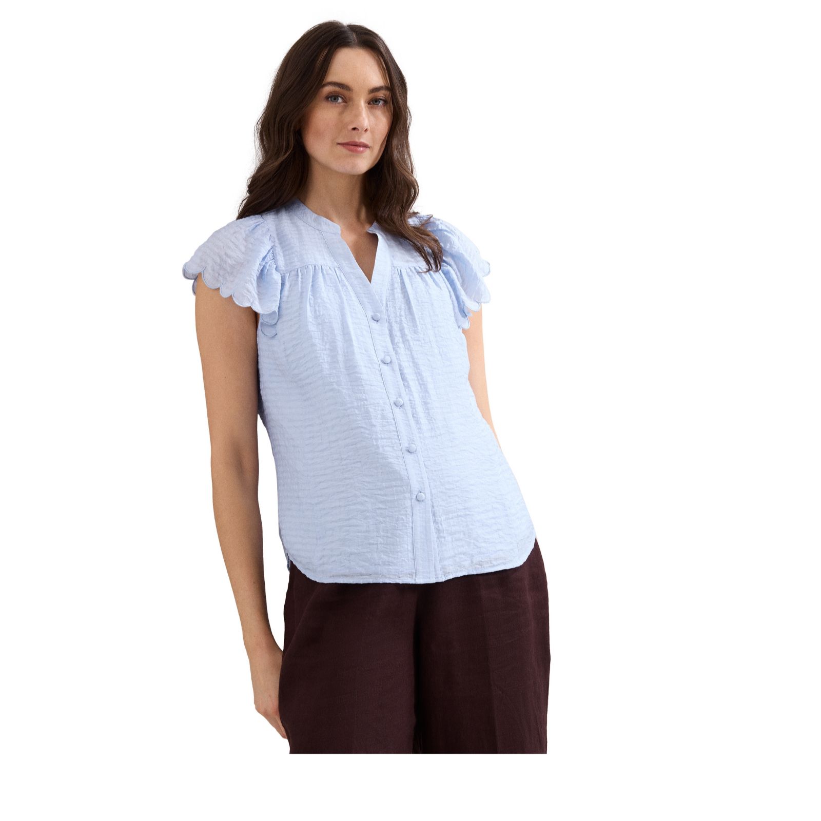 Phase Eight Aleasha Blue Button Blouse