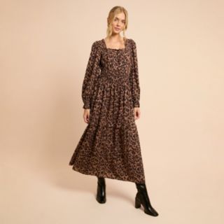 Dorothy Perkins Square Neck Blouson Sleeve Tiered Maxi Dress