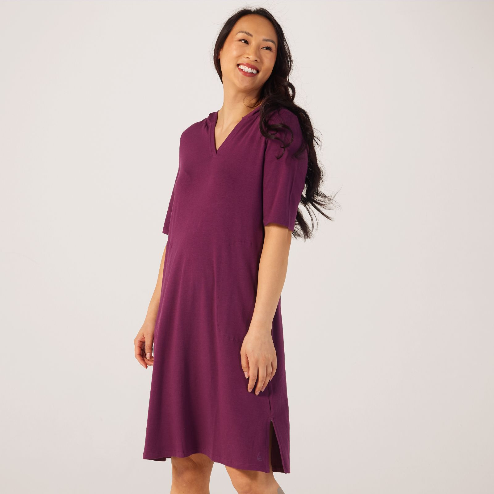 Cuddl Duds Cotton Core Hoodie Lounger Dress - QVC UK