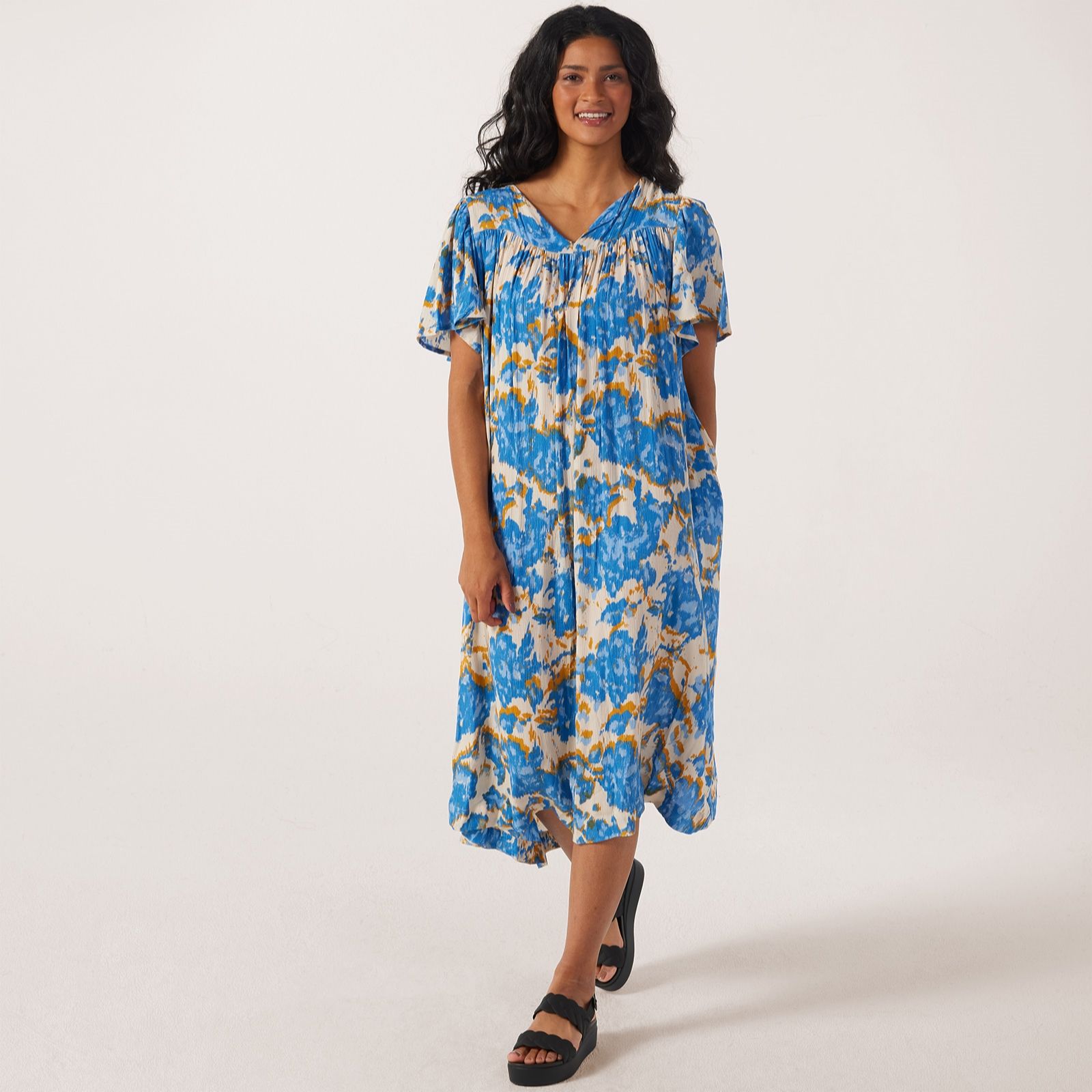Masai Copenhagen Natore Printed Crepe Short Sleeve Dress