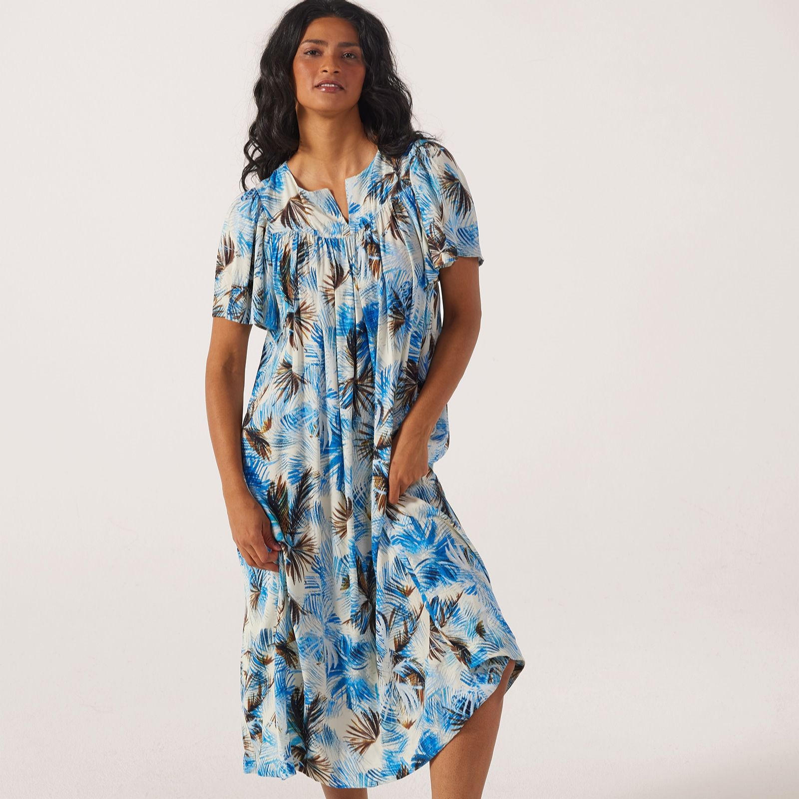 Masai Copenhagen Natore Printed Crepe Short Sleeve Dress