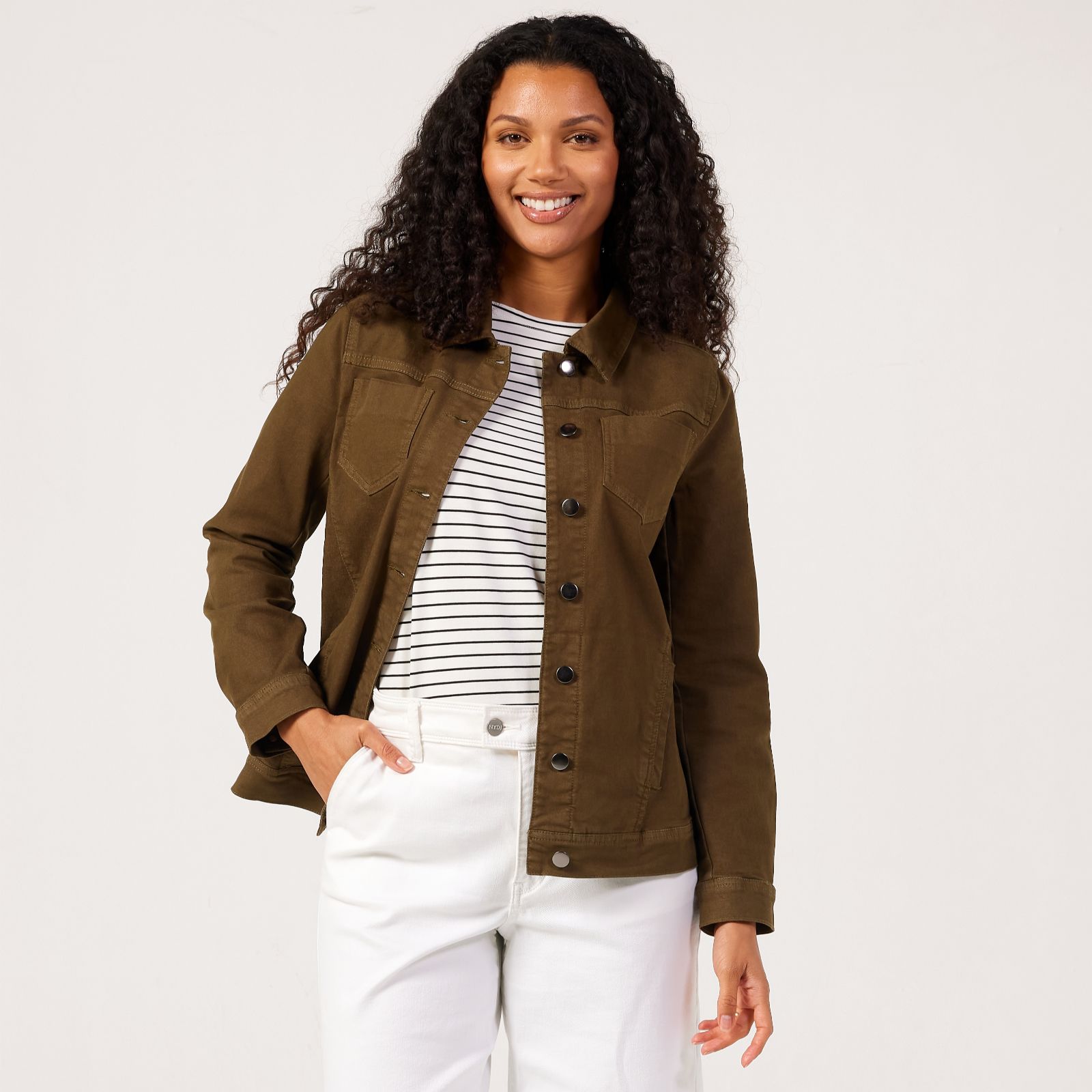 Nina Leonard Denim Jacket With Chest Pockets