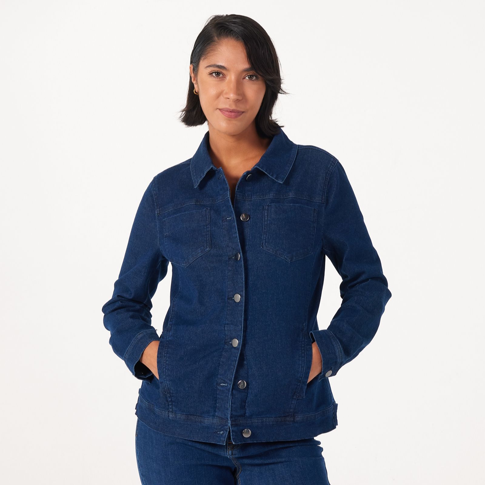 Nina Leonard Denim Jacket With Chest Pockets