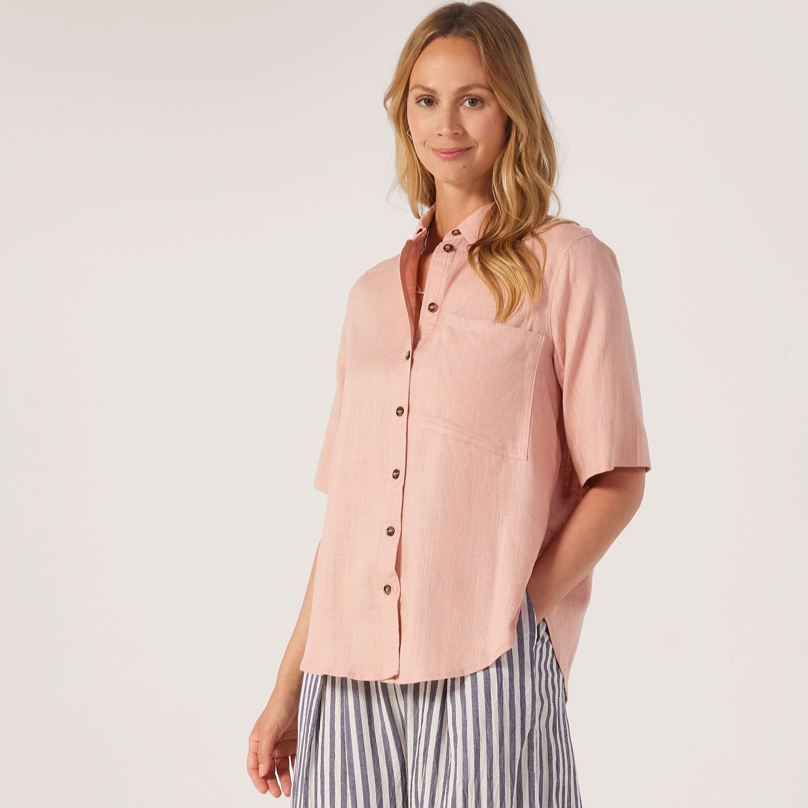 Izabel London Short Sleeve Cotton Blouse