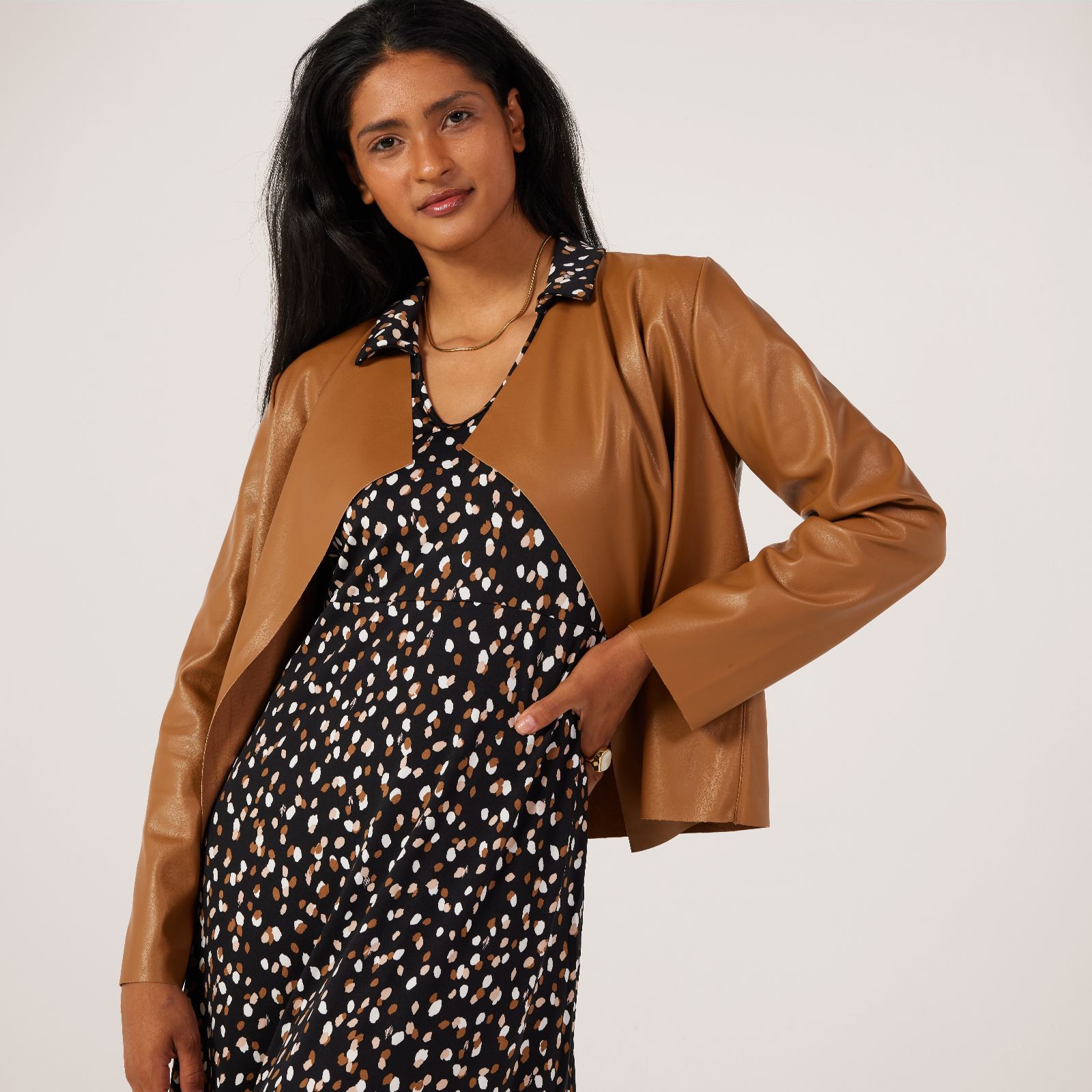 Kim & Co Soft Vegan Leather Edge To Edge Jacket