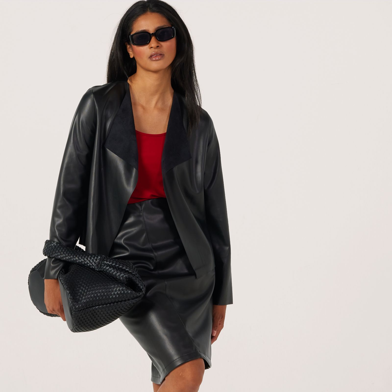 Kim & Co Soft Vegan Leather Edge To Edge Jacket