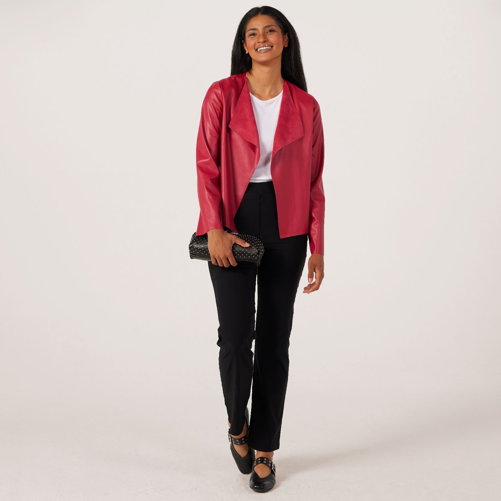 Kim & Co Soft Vegan Leather Edge To Edge Jacket