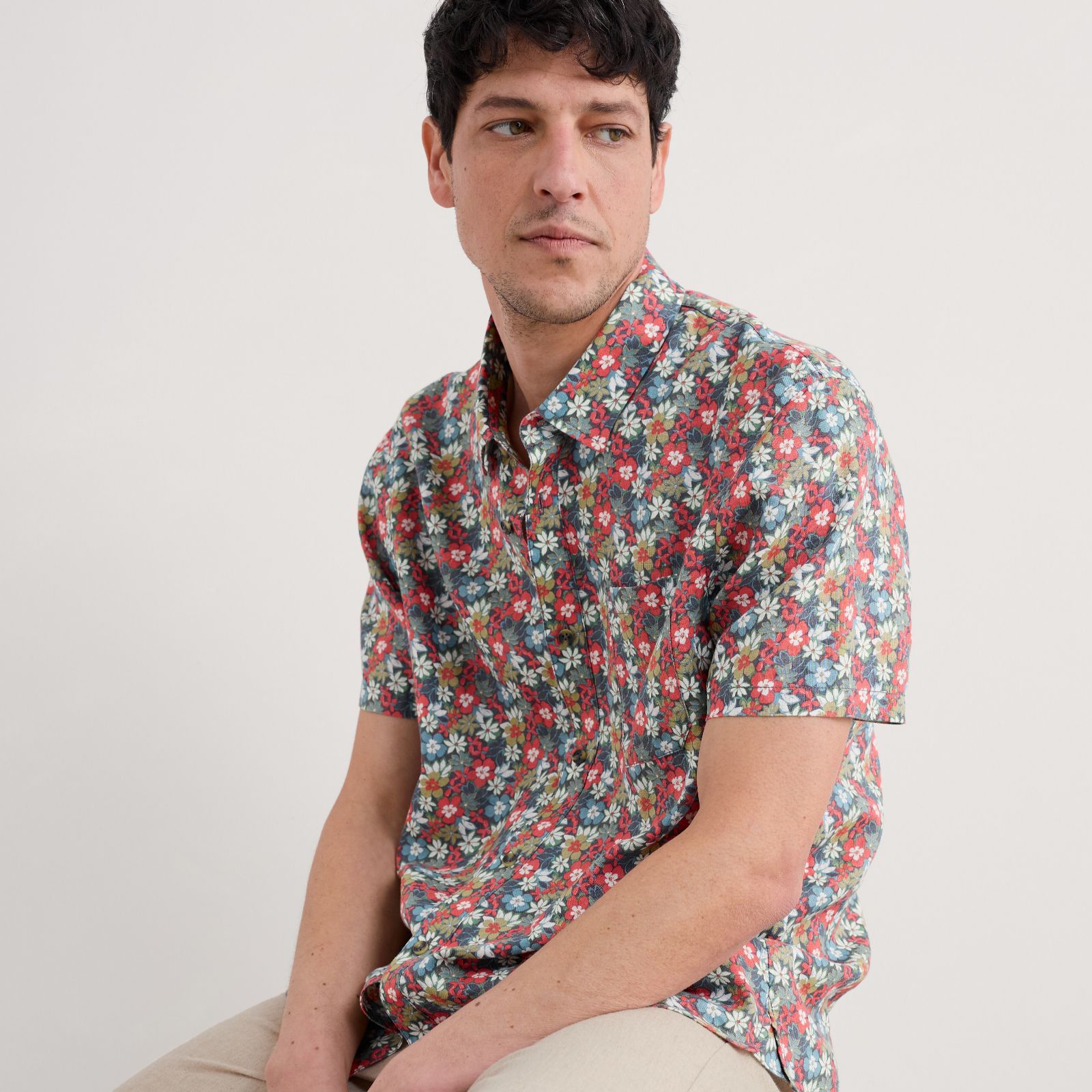 Seasalt Cornwall Men's Blue Heron Short Sleeve Shirt