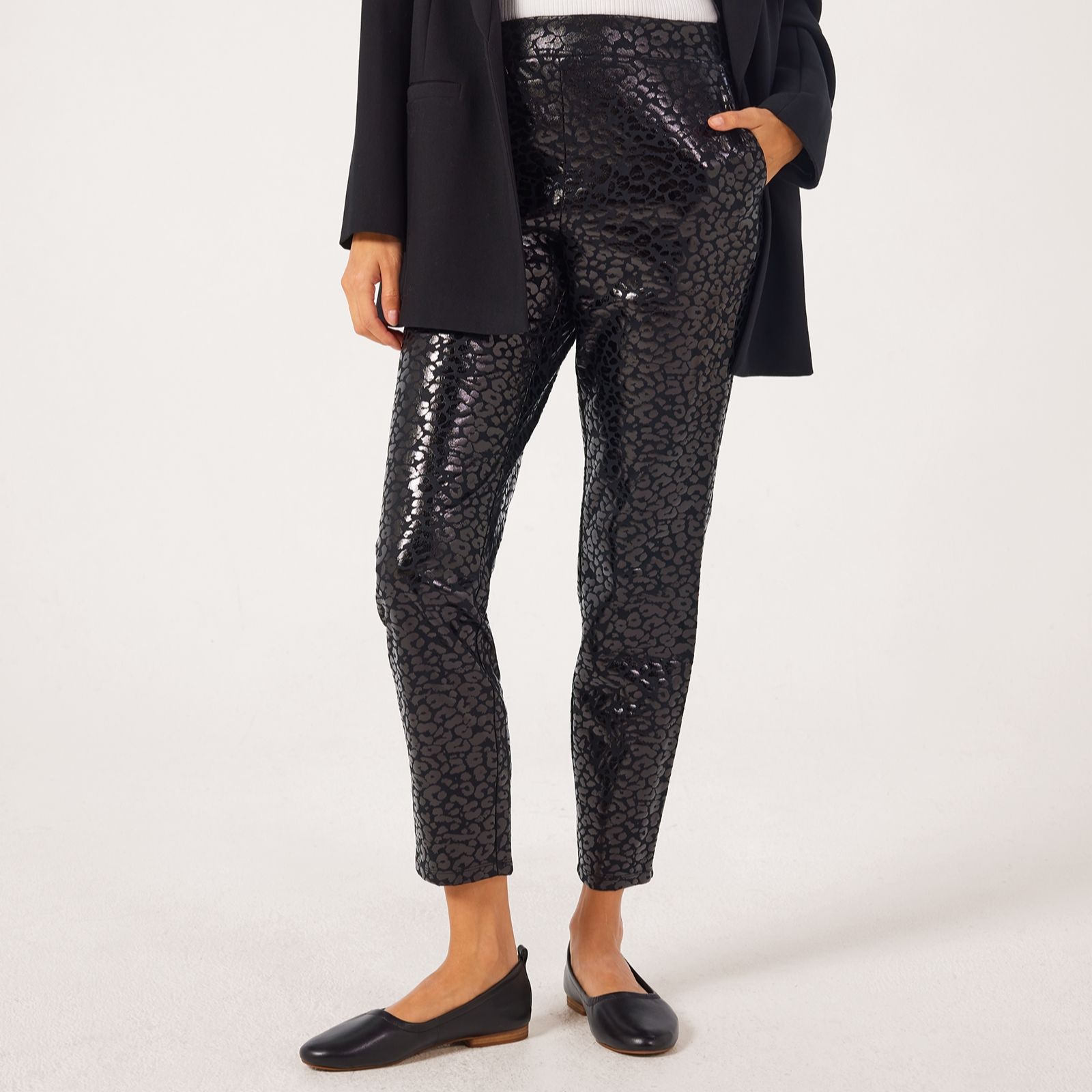 Nina Leonard Scuba Suede Narrow Leg Standard Trousers