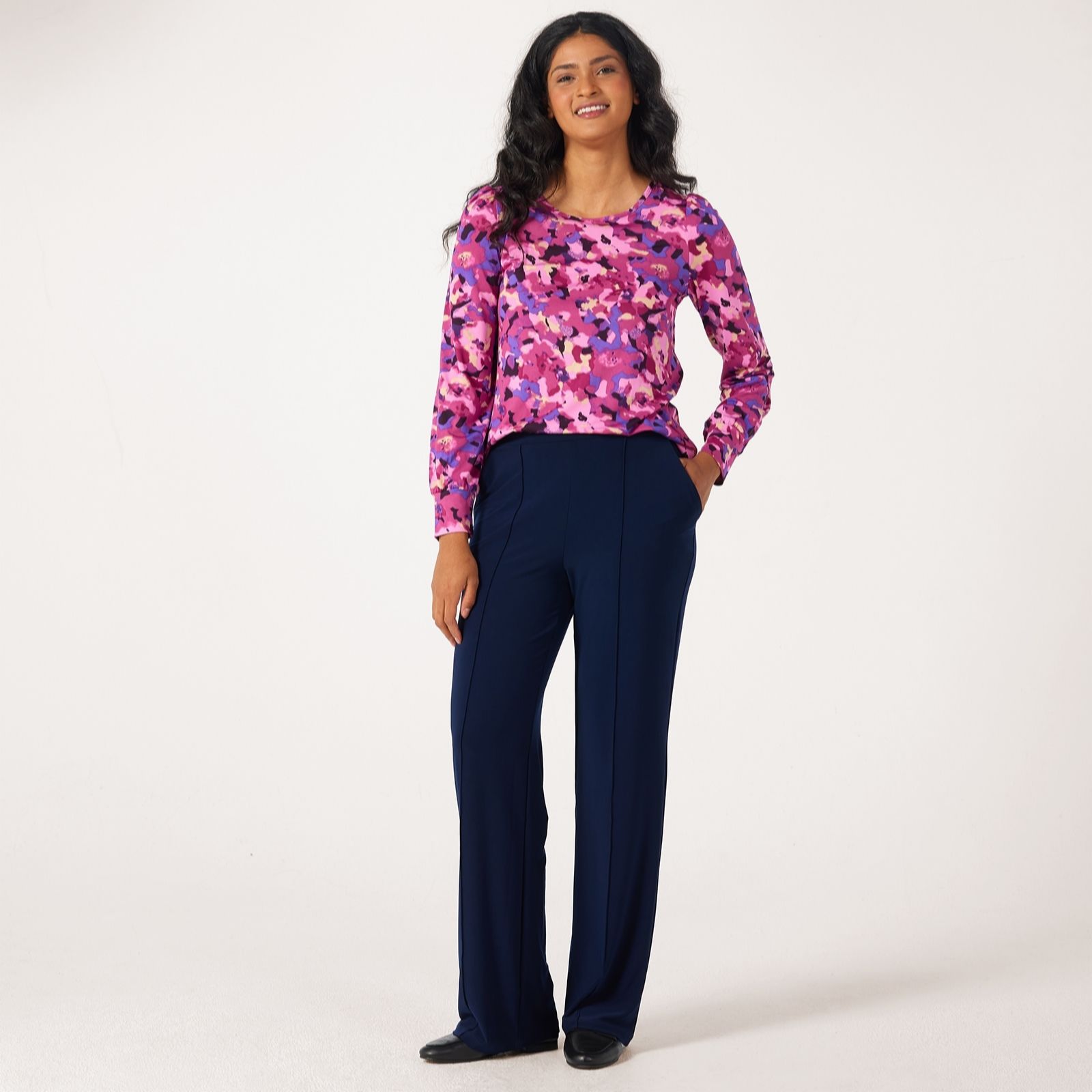 Kim & Co Deluxe Brazil Jersey Kyla Wide-Leg Pintuck Standard Trousers