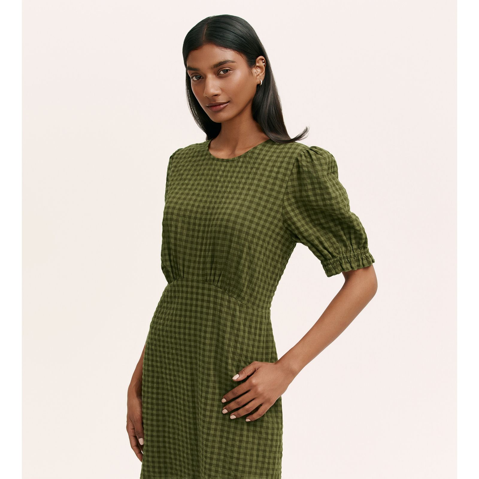 Finery London Mela Seersucker Midi Dress Standard