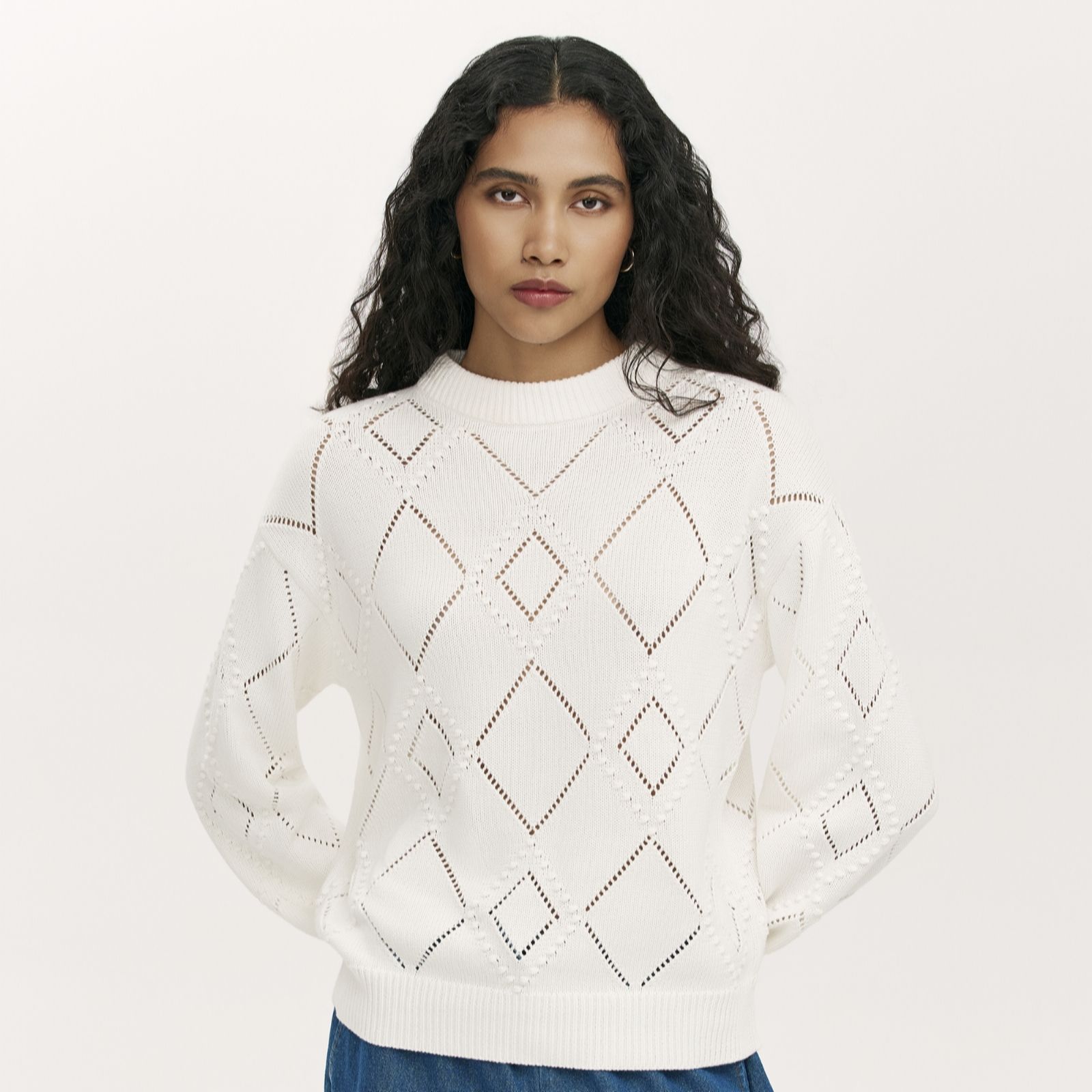 Finery London Odette Pointelle Detail Knitted Jumper