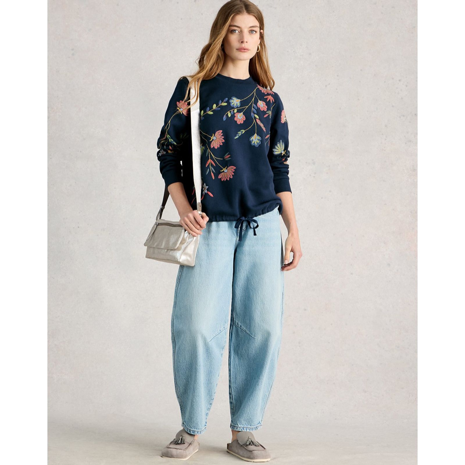 White Stuff Floral Embroidered Sweat Top