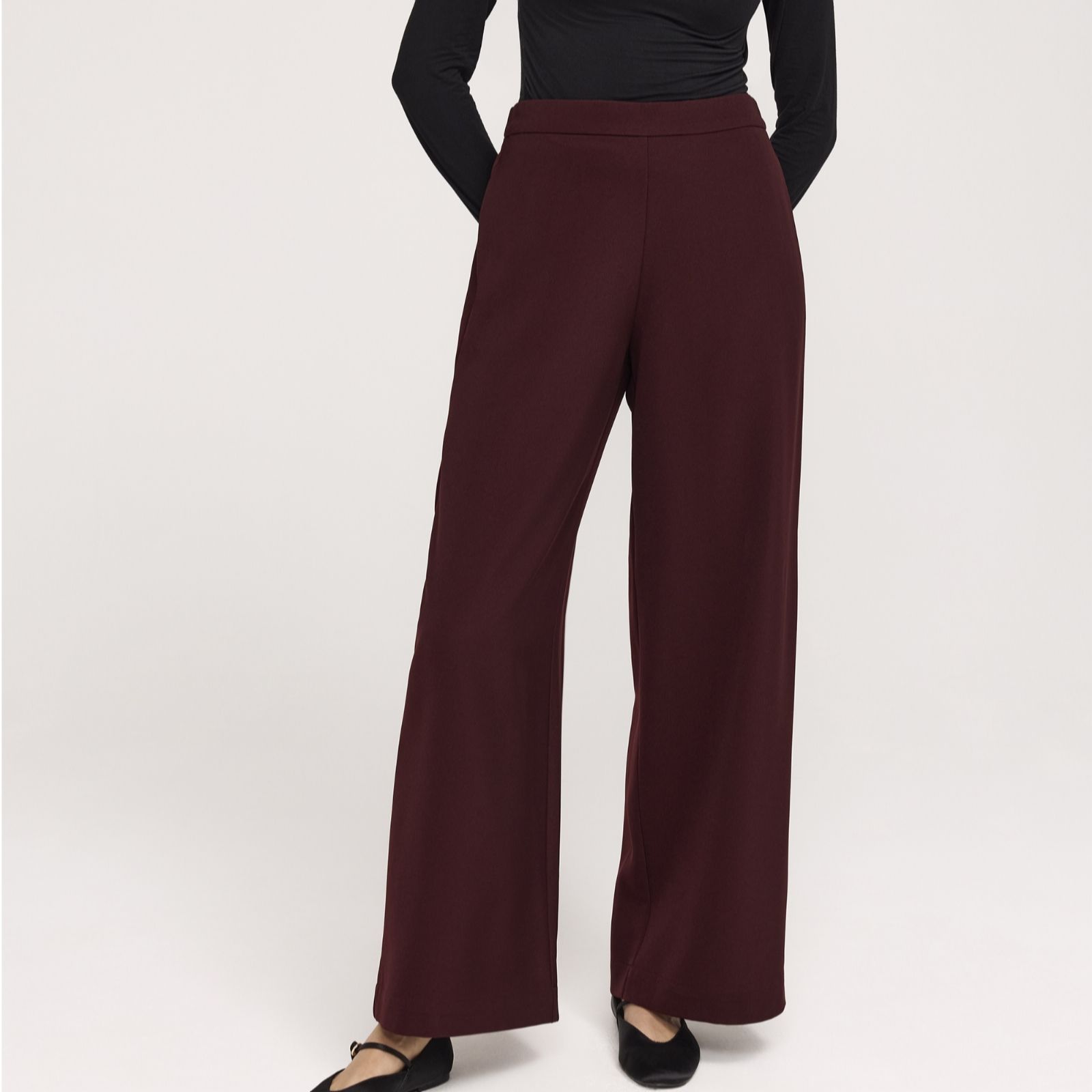 Finery London Nat Crepe Wide Leg Trousers with Stretch Waist