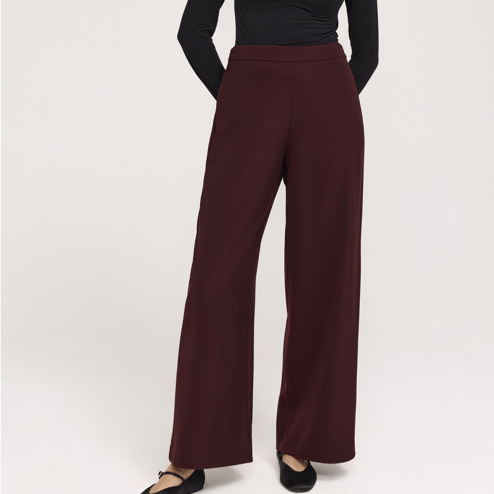 Finery London Nat Crepe Wide Leg Trousers with Stretch Waist