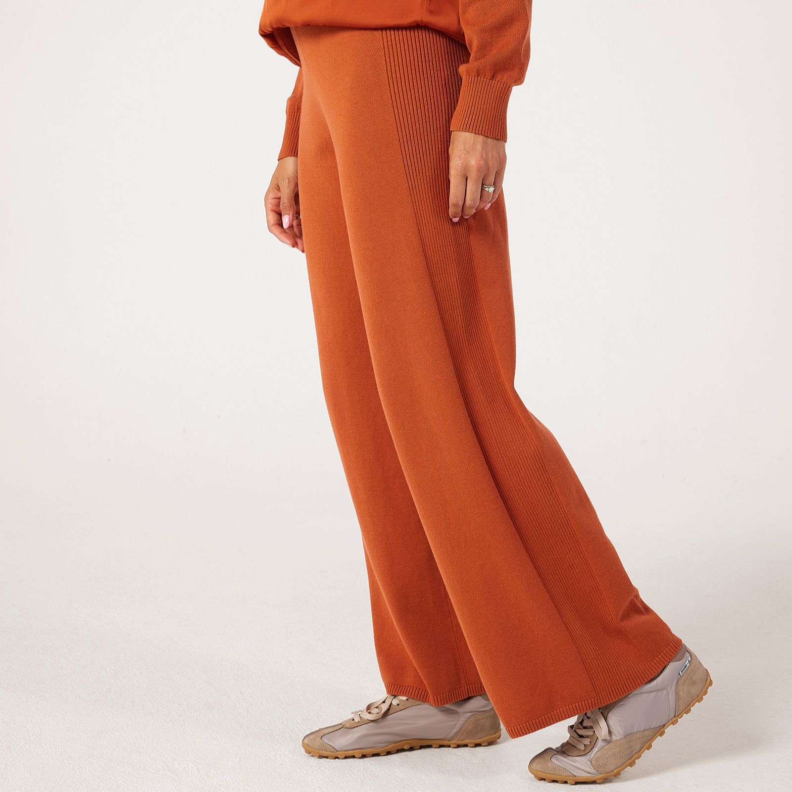 MarlaWynne Collection Mixed Media Satin Wide Leg Trousers