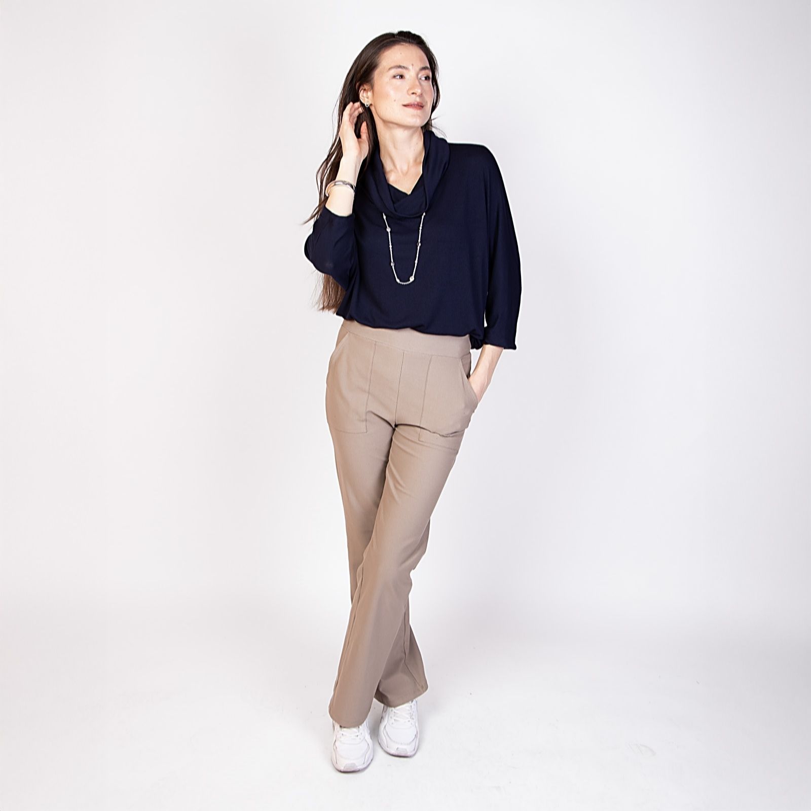 Kim & Co Deluxe Denim Knit Estelle Straight Leg Petite Trousers
